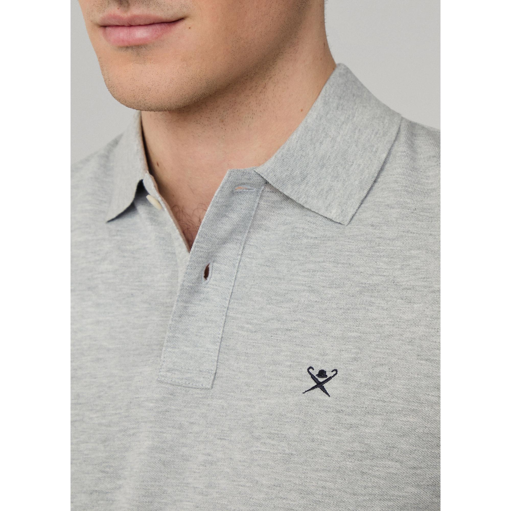 Product image 4 of 8 of Hackett Men's Slim Fit Short Sleeve Pique Polo Shirt - Light Grey Marl