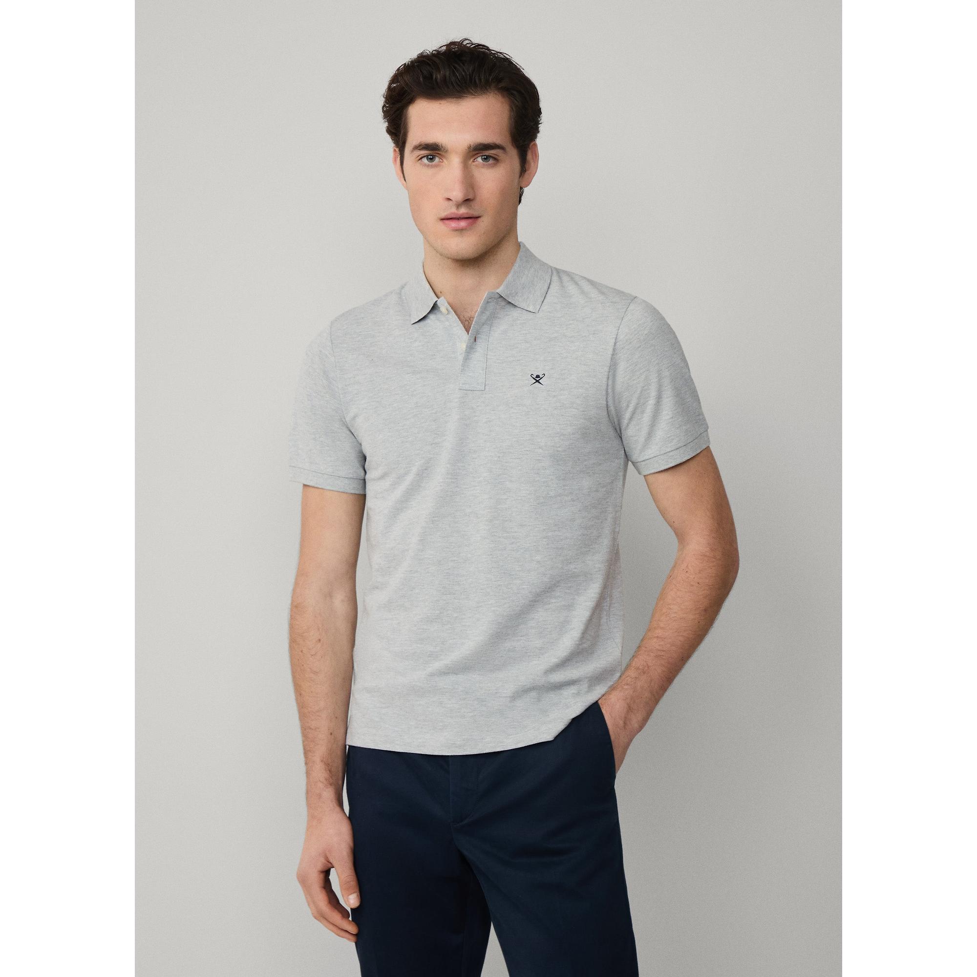 Product image 5 of 8 of Hackett Men's Slim Fit Short Sleeve Pique Polo Shirt - Light Grey Marl