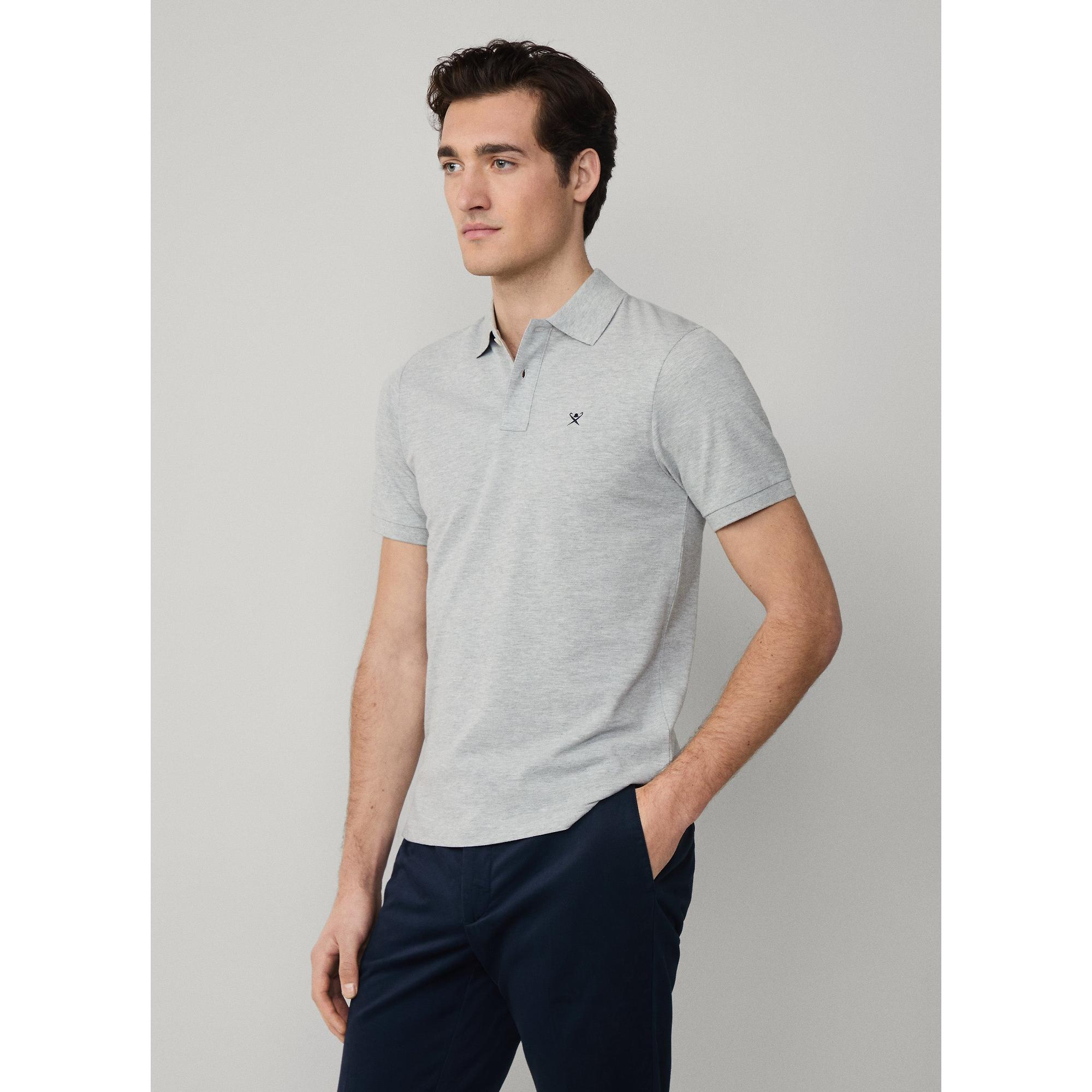 Product image 6 of 8 of Hackett Men's Slim Fit Short Sleeve Pique Polo Shirt - Light Grey Marl