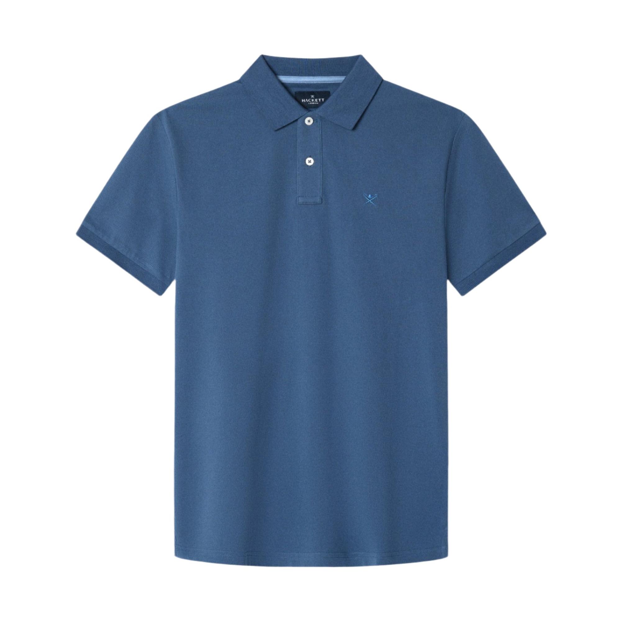 Product image 1 of 8 of Hackett Men's Slim Fit Short Sleeve Pique Polo - Dark Denim Blue