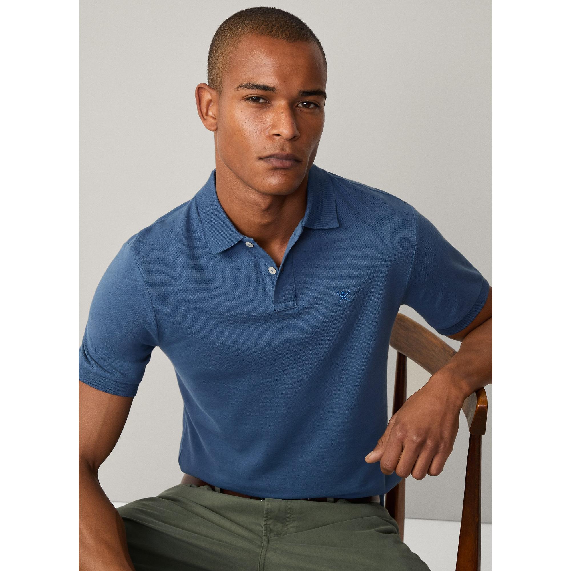 Product image 3 of 8 of Hackett Men's Slim Fit Short Sleeve Pique Polo - Dark Denim Blue