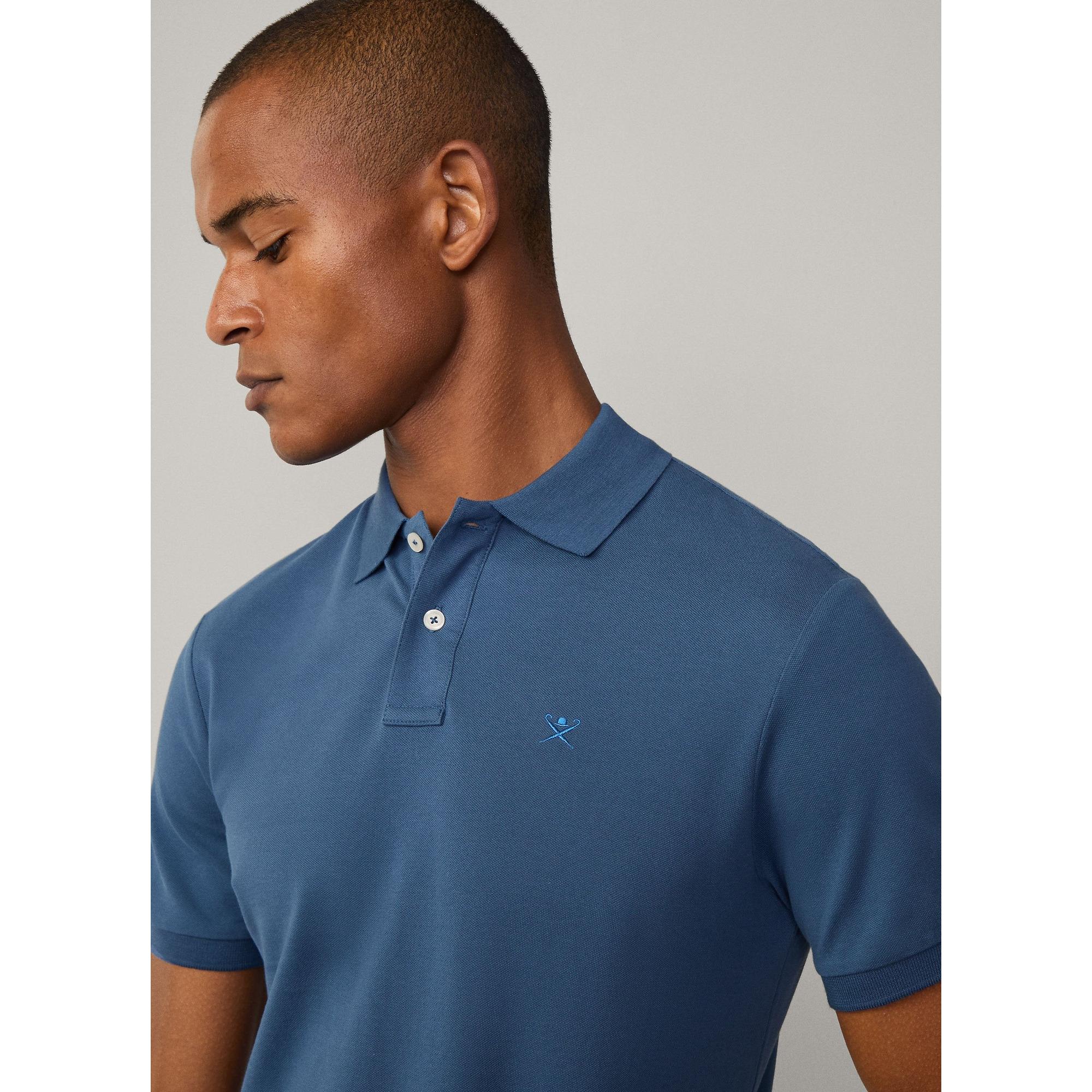 Product image 5 of 8 of Hackett Men's Slim Fit Short Sleeve Pique Polo - Dark Denim Blue