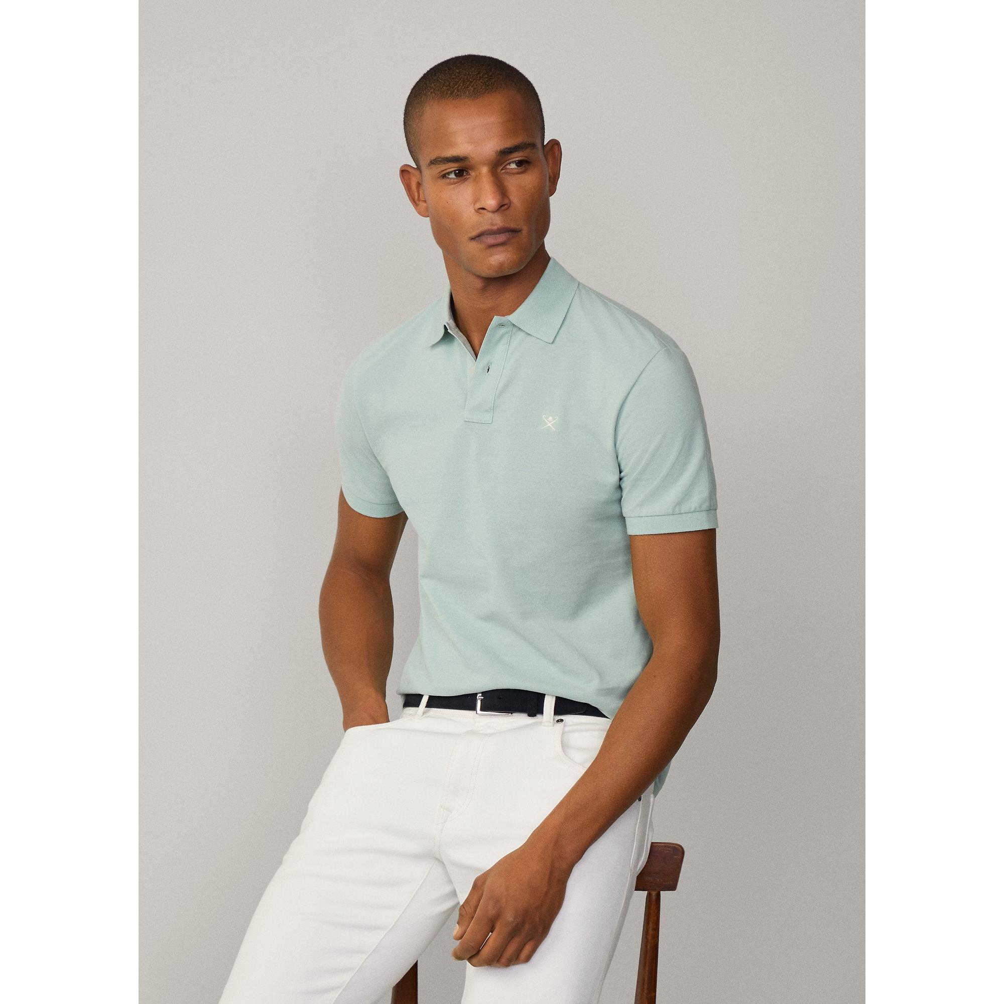 Product image 3 of 8 of Hackett Men's Slim Fit Short Sleeve Pique Polo - Menthol Green