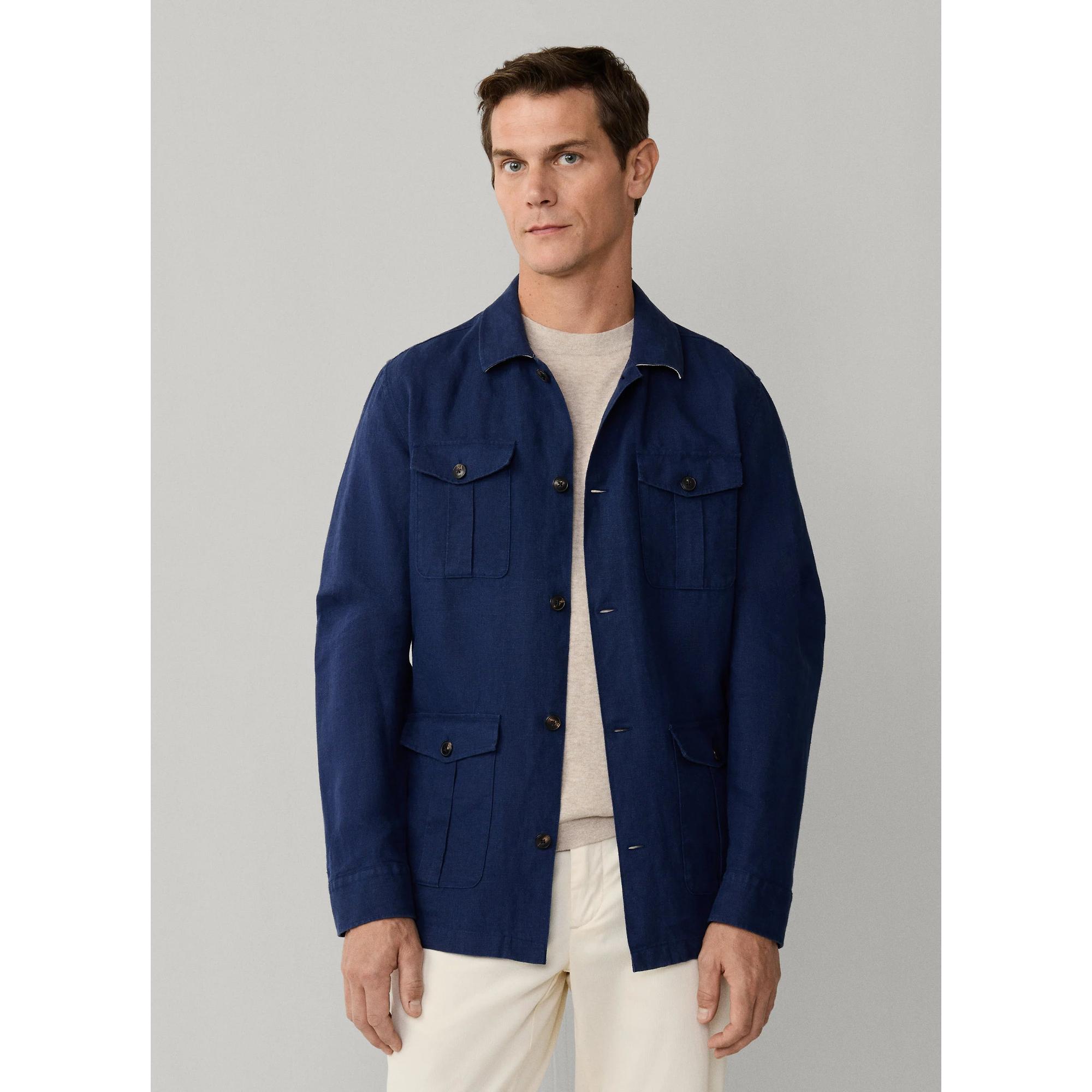 Product image 3 of 10 of Hackett Men's Linen Field Jacket Overshirt - Old Navy