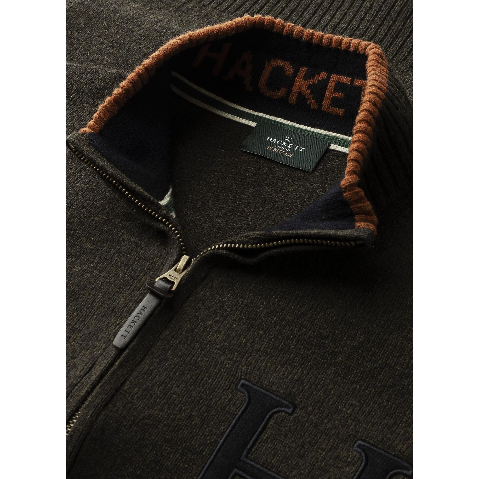 Product image 5 of 9 of Hackett Men's Merino Wool Rally Full Zip Cardigan - Hunter Green