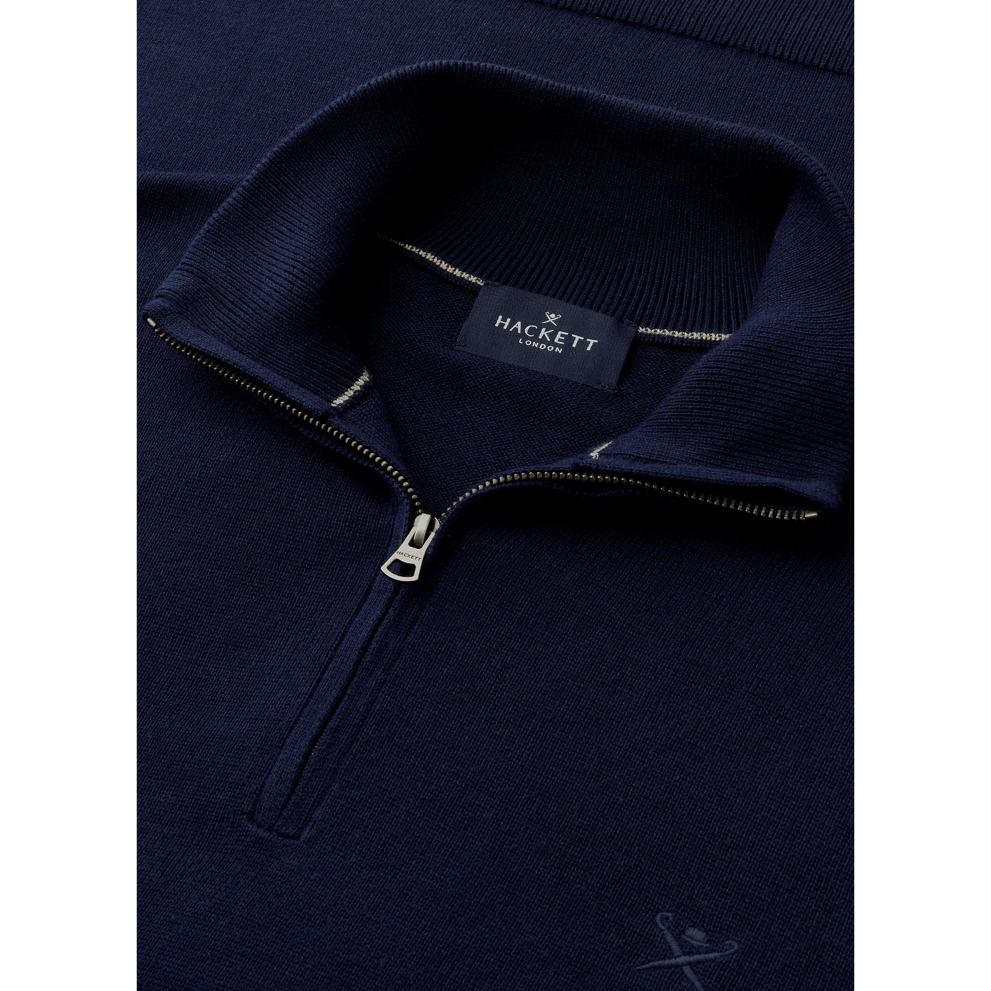 Product image 8 of 9 of Hackett Men's Cotton Quarter Zip Jumper - Navy