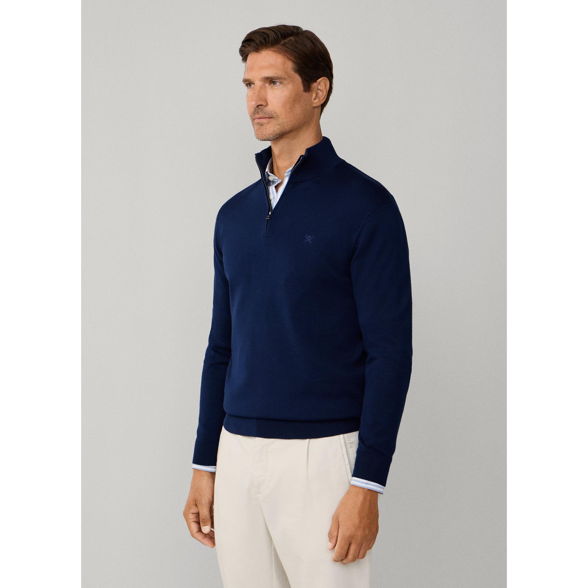 Product image 5 of 9 of Hackett Men's Cotton Quarter Zip Jumper - Navy