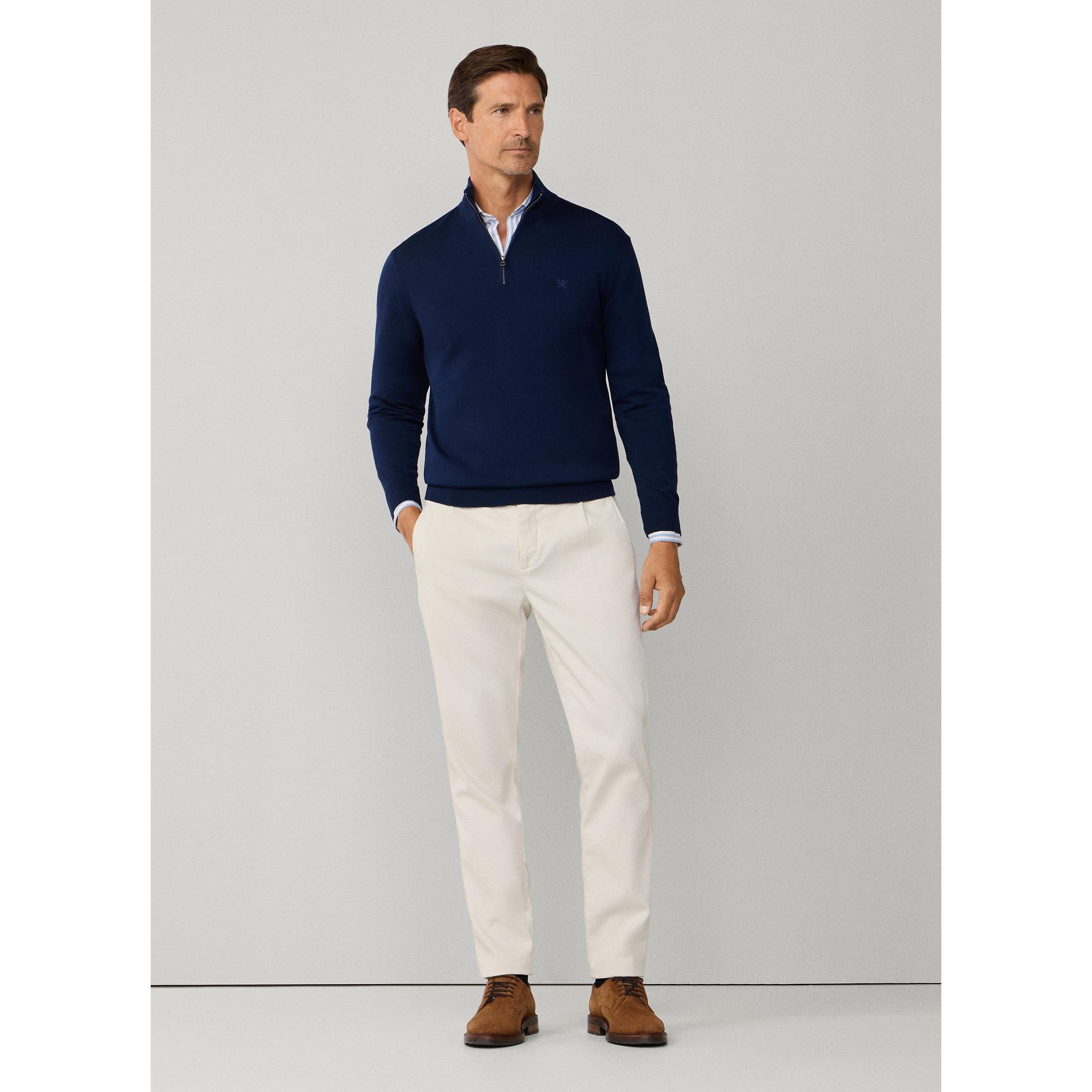 Product image 7 of 9 of Hackett Men's Cotton Quarter Zip Jumper - Navy