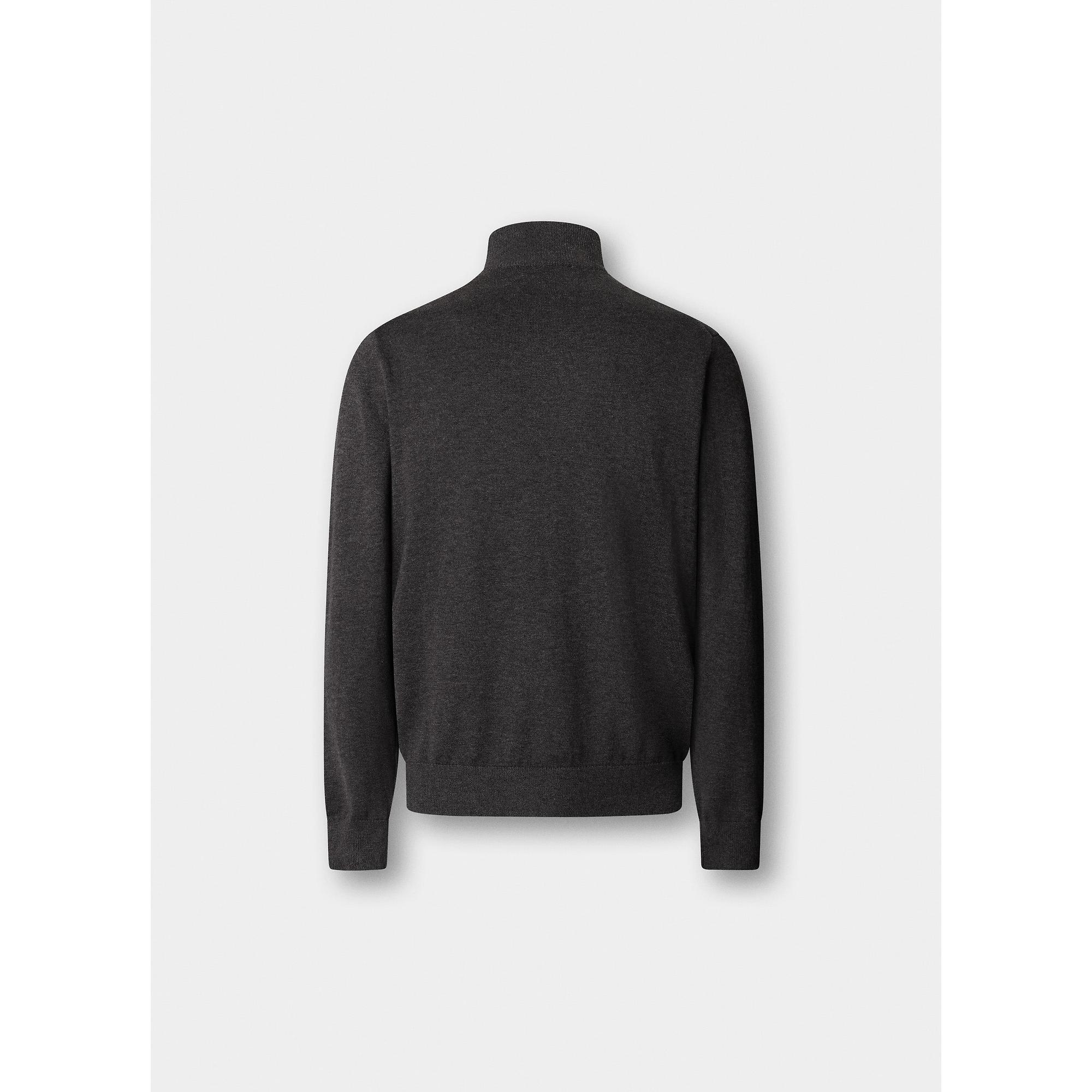 Product image 9 of 9 of Hackett Men's Cotton Quarter Zip Jumper - Charcoal Grey