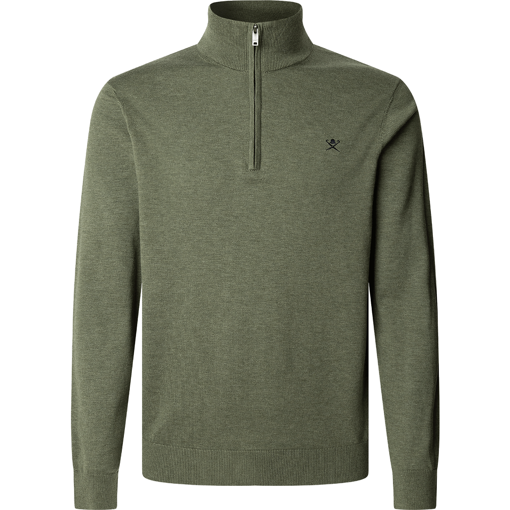 Product image 1 of 2 of Hackett Men's Cotton Silk Quarter-Zip Jumper - Thyme Green