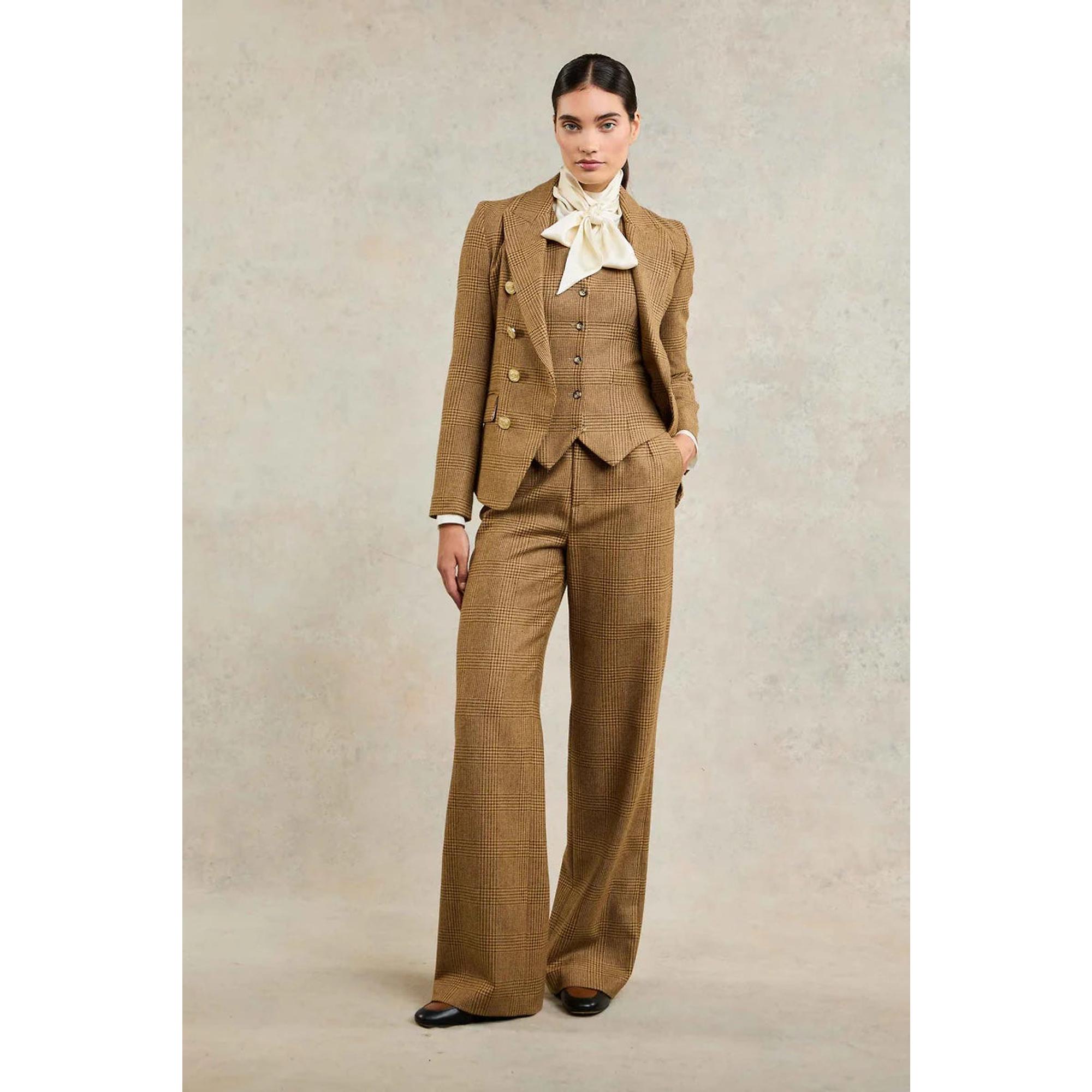 Product image 3 of 5 of Holland Cooper Women's High Waisted Straight Trousers - Tawny