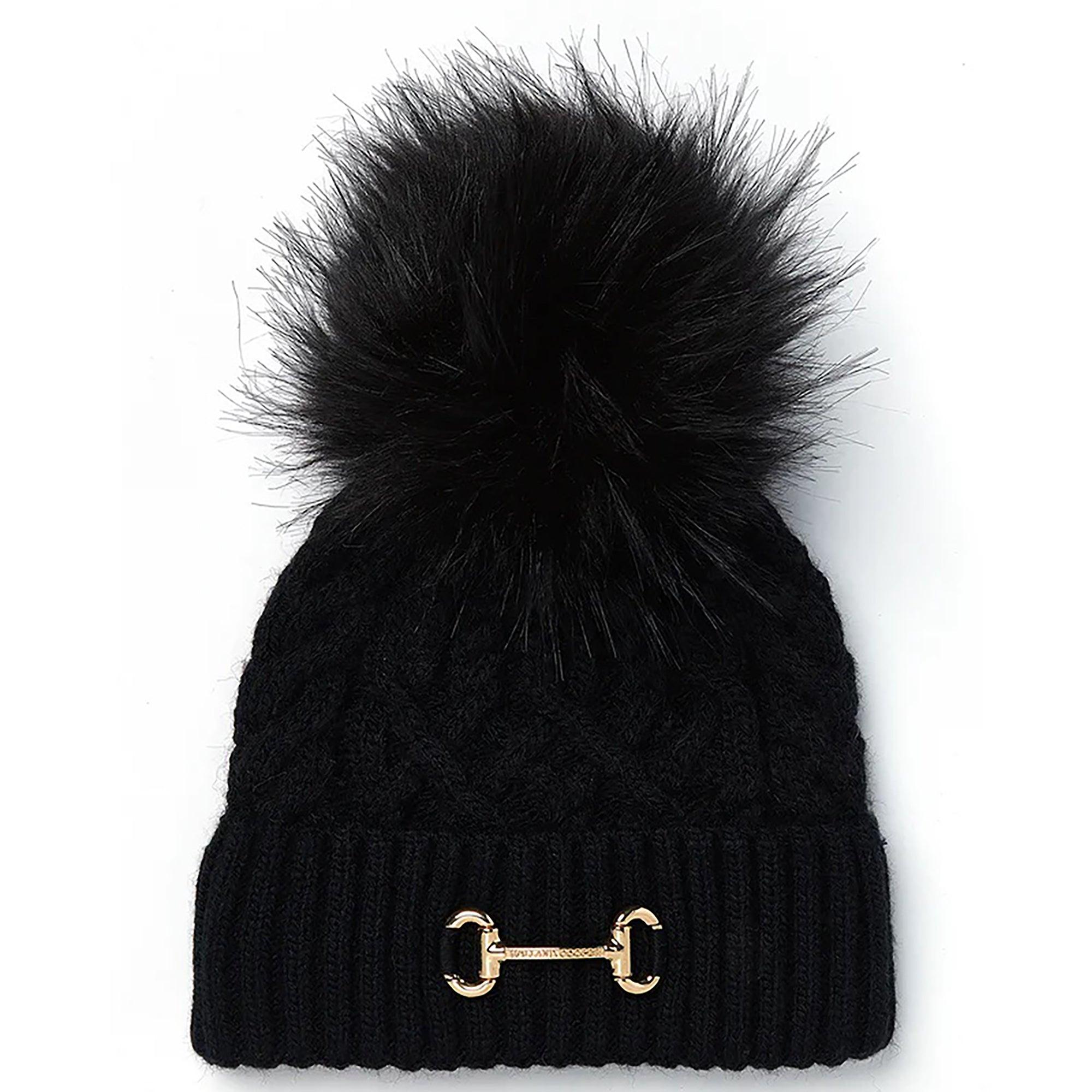 Product image 1 of 4 of Holland Cooper Horsebit Beanie Bobble Hat - Black