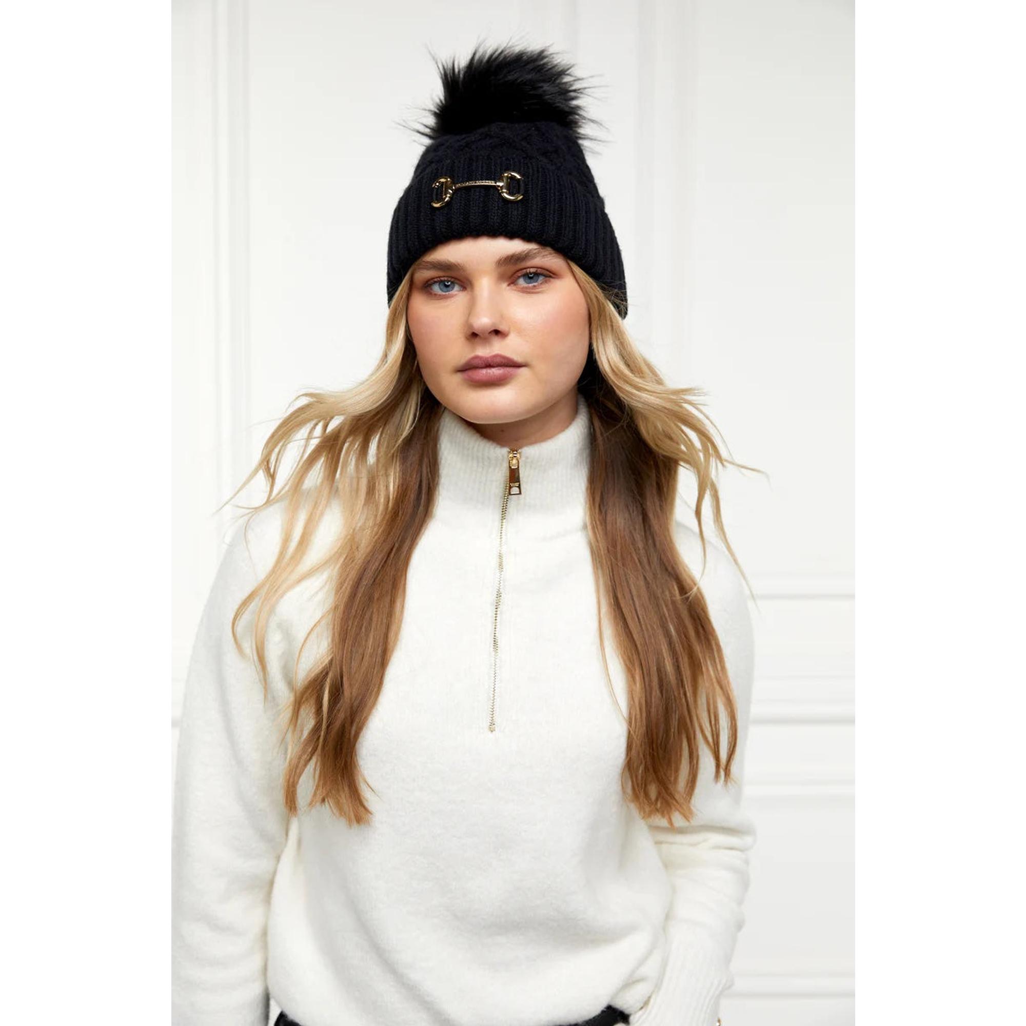 Product image 2 of 4 of Holland Cooper Horsebit Beanie Bobble Hat - Black