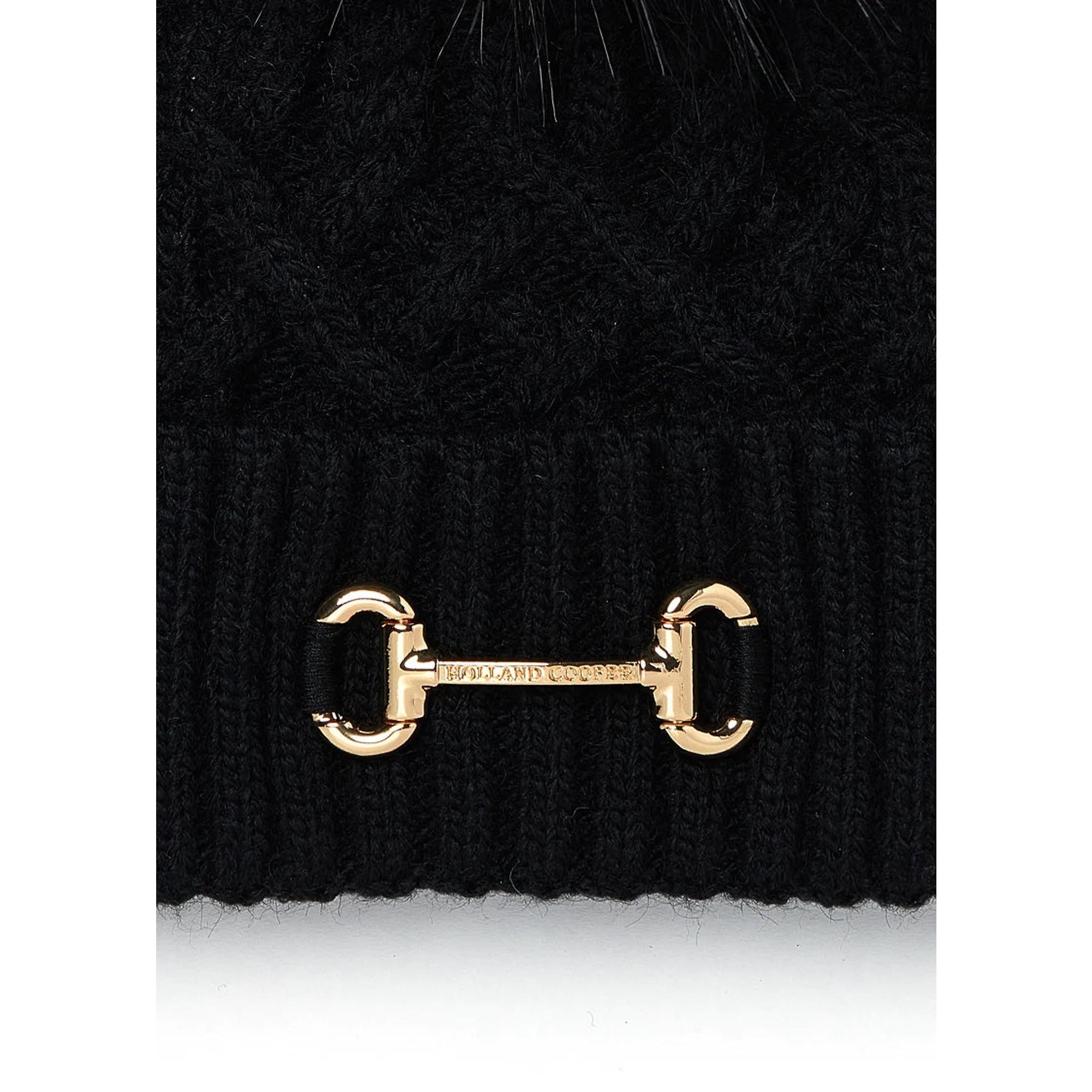 Product image 3 of 4 of Holland Cooper Horsebit Beanie Bobble Hat - Black
