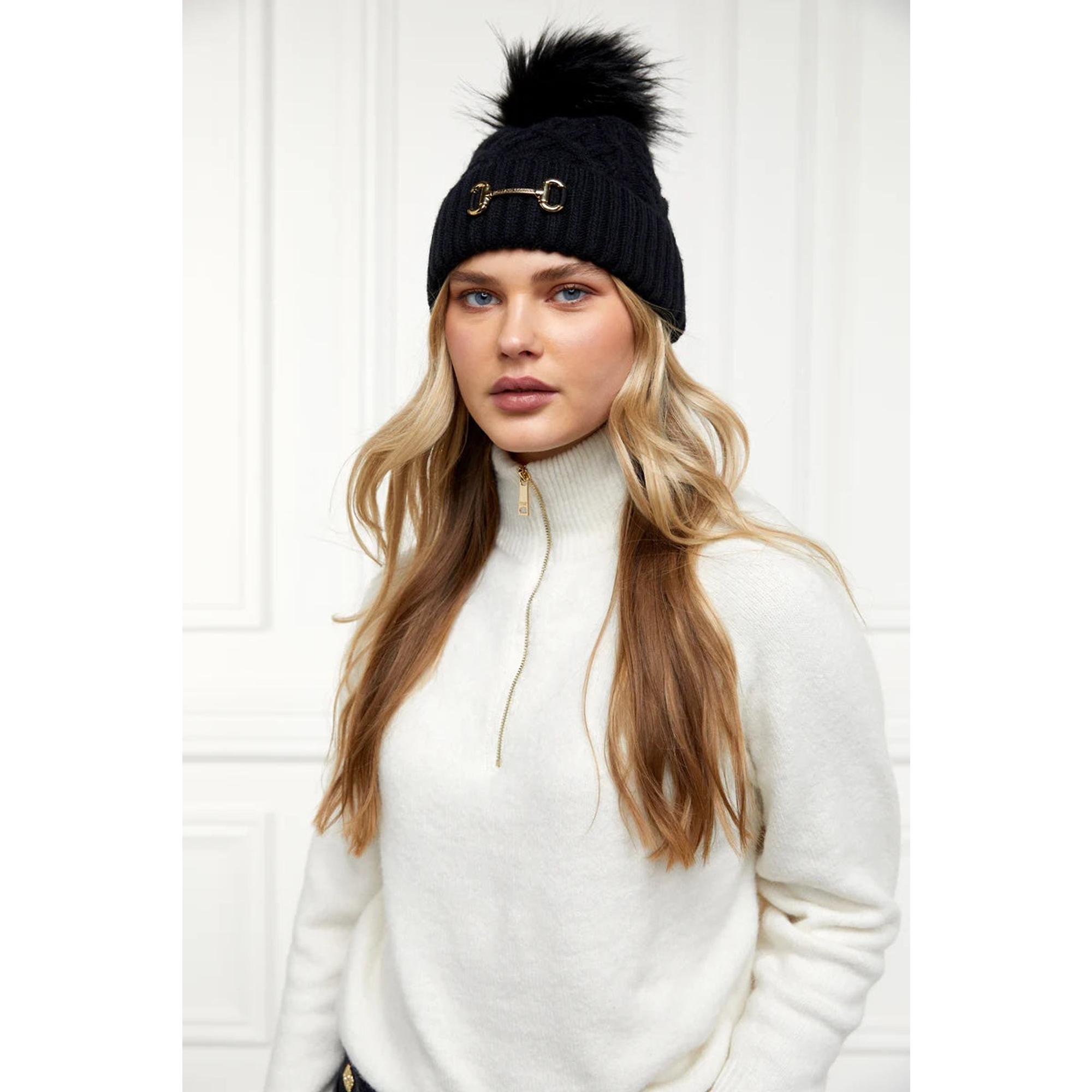 Product image 4 of 4 of Holland Cooper Horsebit Beanie Bobble Hat - Black