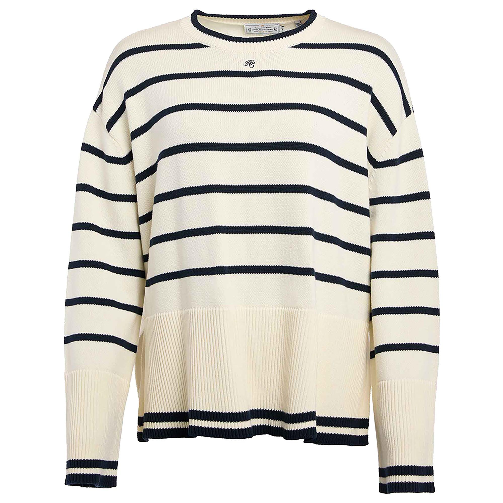 Product image 1 of 8 of Holland Cooper Women's Antonia Crew Neck Knit - Navy Blue / Natural Stripe