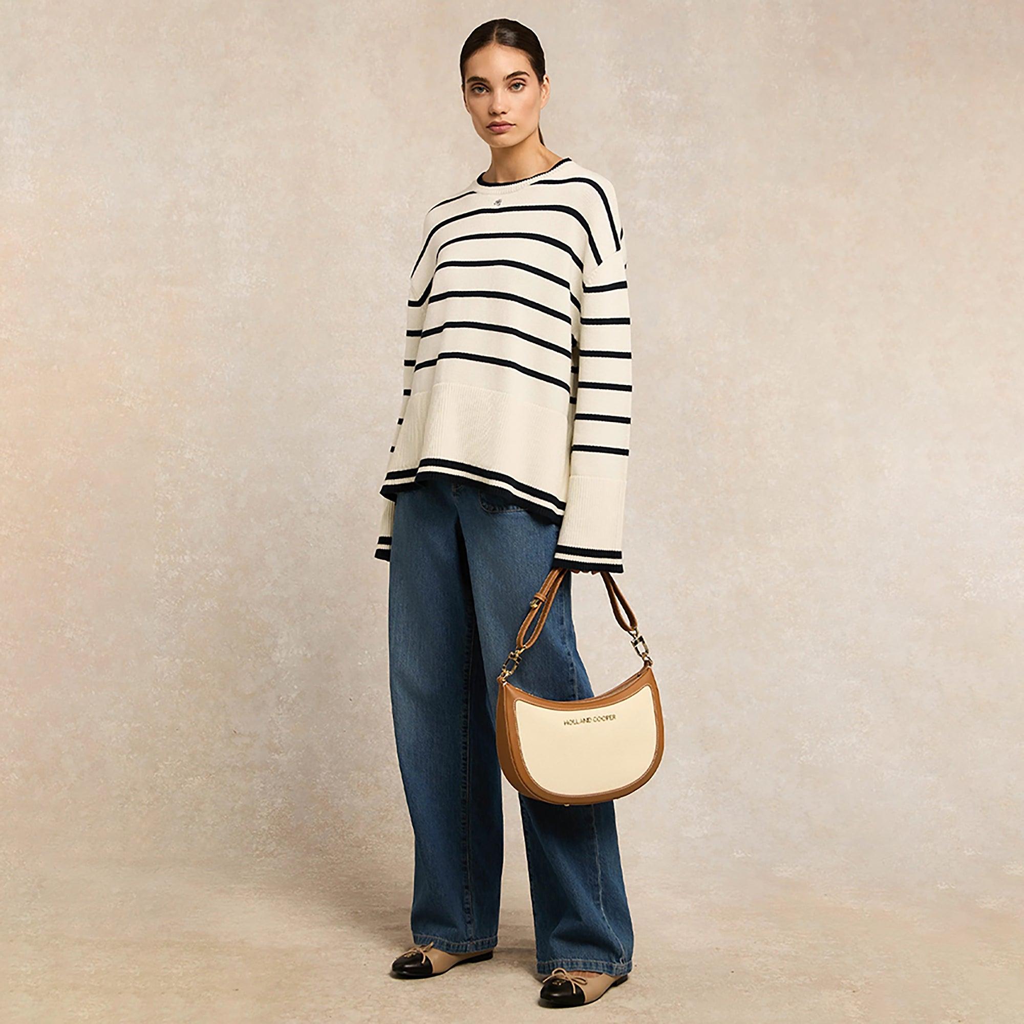 Product image 3 of 8 of Holland Cooper Women's Antonia Crew Neck Knit - Navy Blue / Natural Stripe