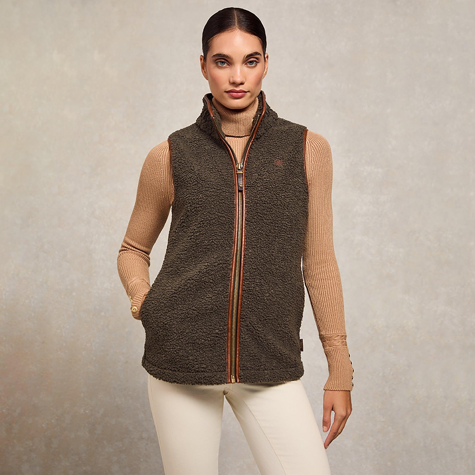 Product image 2 of 10 of Holland Cooper Women's Country Fleece Gilet - Khaki Borg