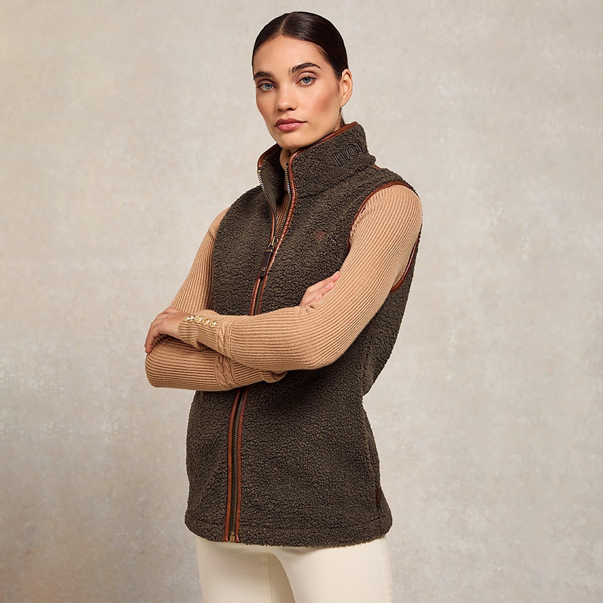 Product image 3 of 10 of Holland Cooper Women's Country Fleece Gilet - Khaki Borg