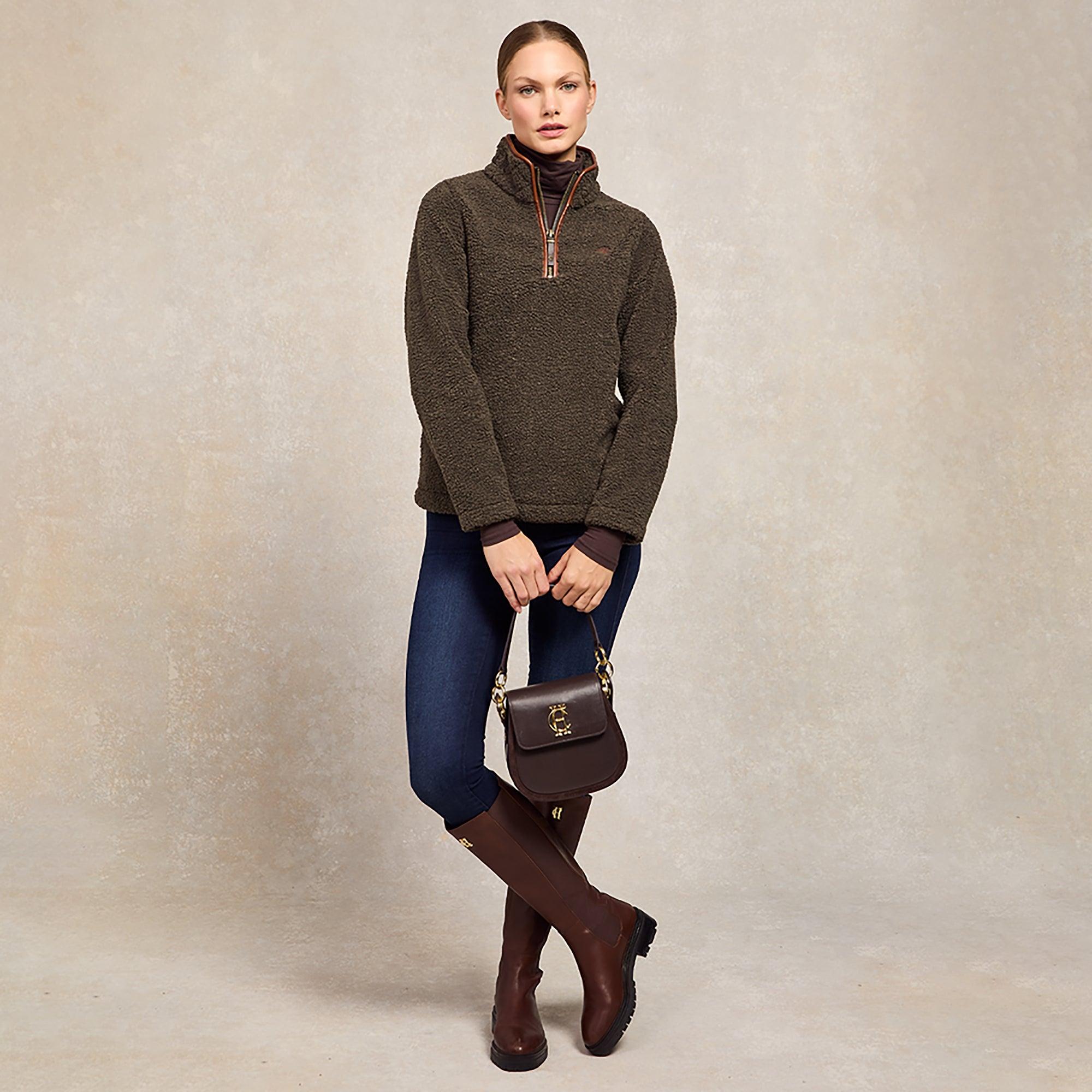 Product image 5 of 9 of Holland Cooper Women's Country Fleece Quarter Zip - Khaki Borg