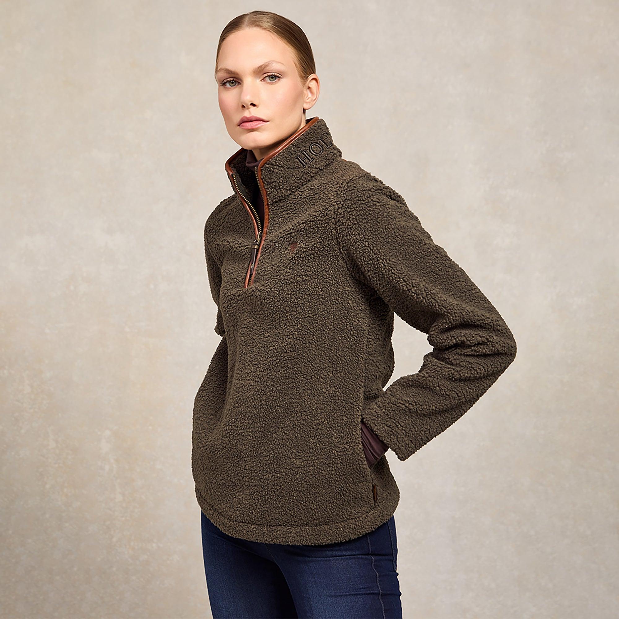 Product image 9 of 9 of Holland Cooper Women's Country Fleece Quarter Zip - Khaki Borg