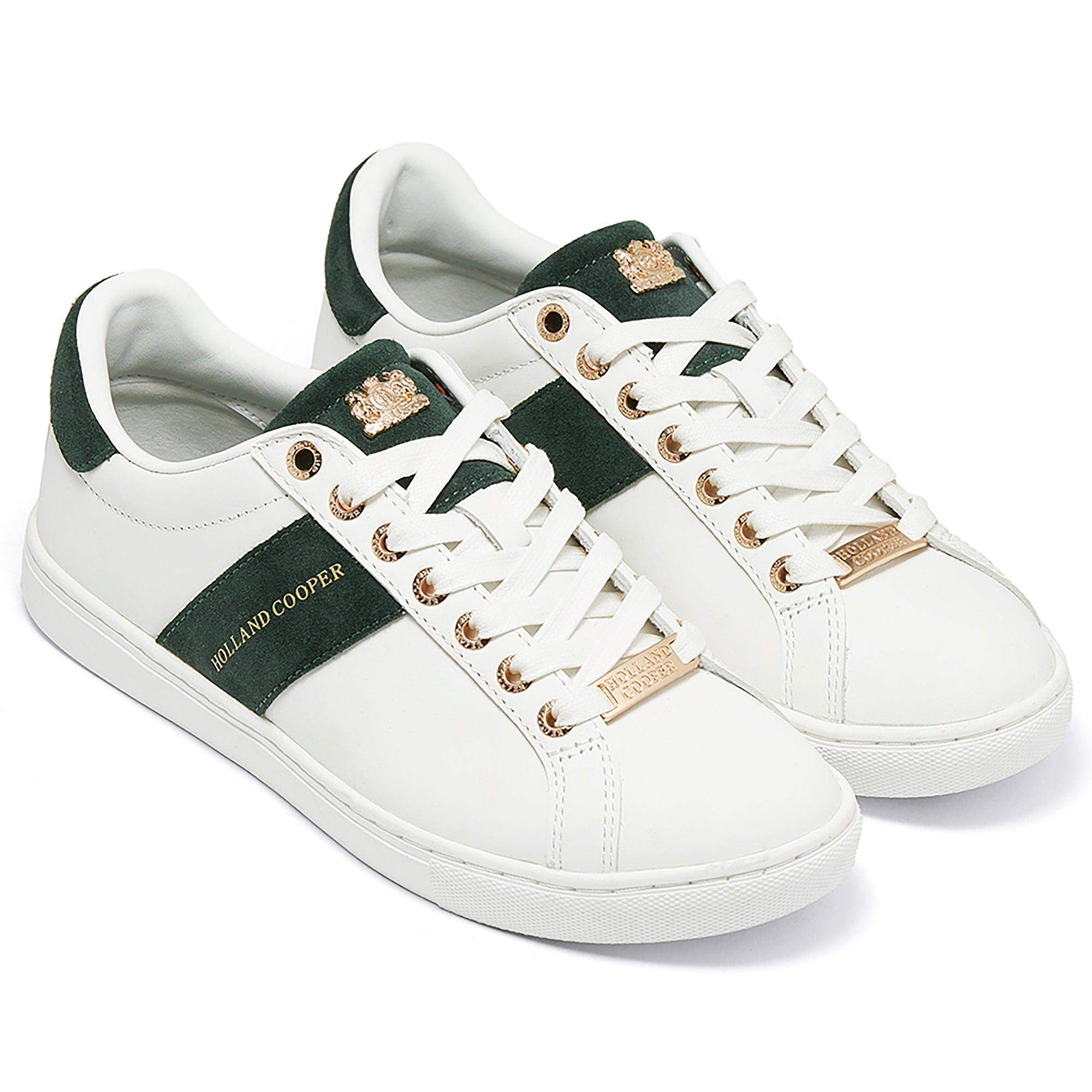Product image 4 of 7 of Holland Cooper Women's Knightsbridge Court Trainers - White Racing Green