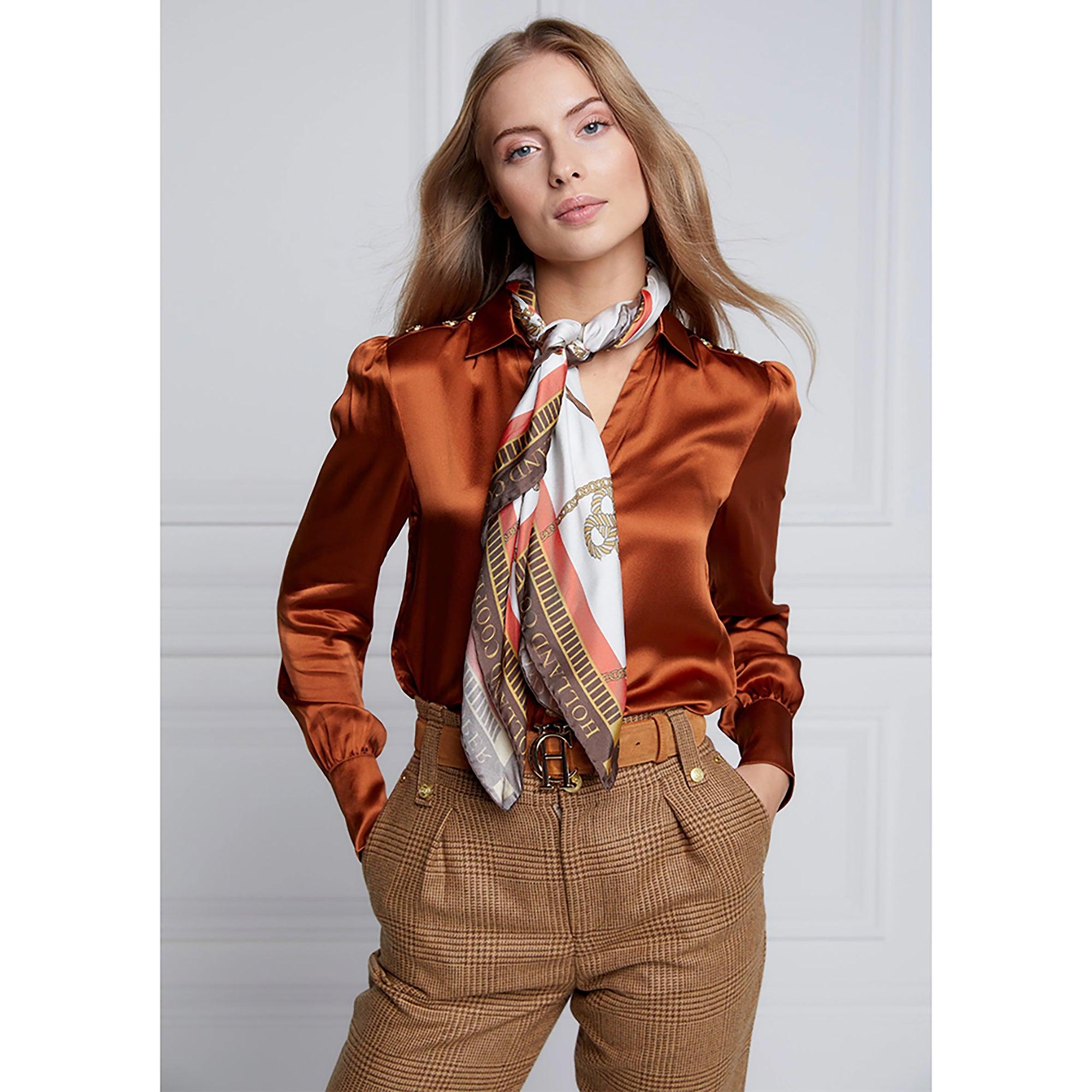 Product image 2 of 6 of Holland Cooper Women's Regal Horse Silk Scarf - Sienna