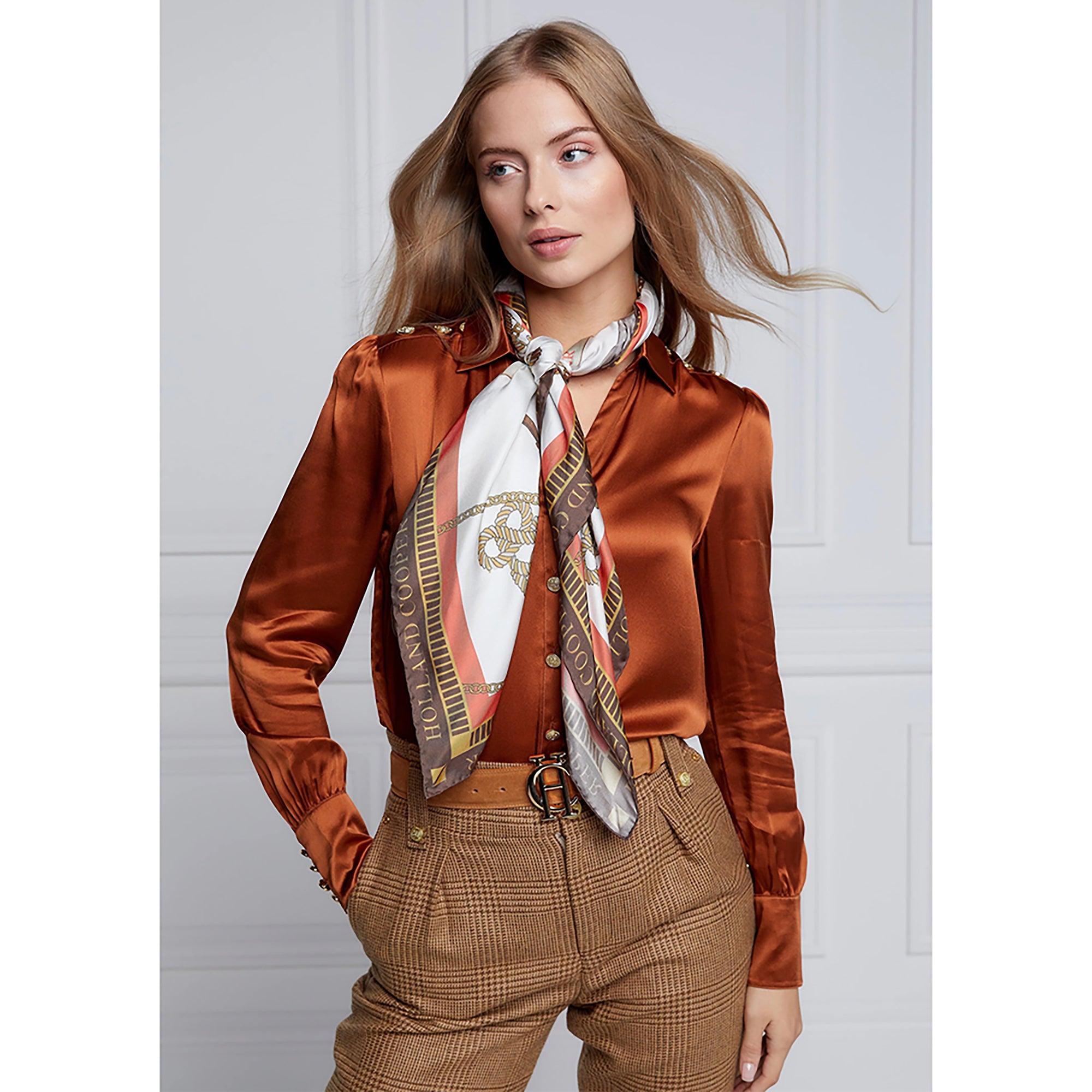 Product image 4 of 6 of Holland Cooper Women's Regal Horse Silk Scarf - Sienna
