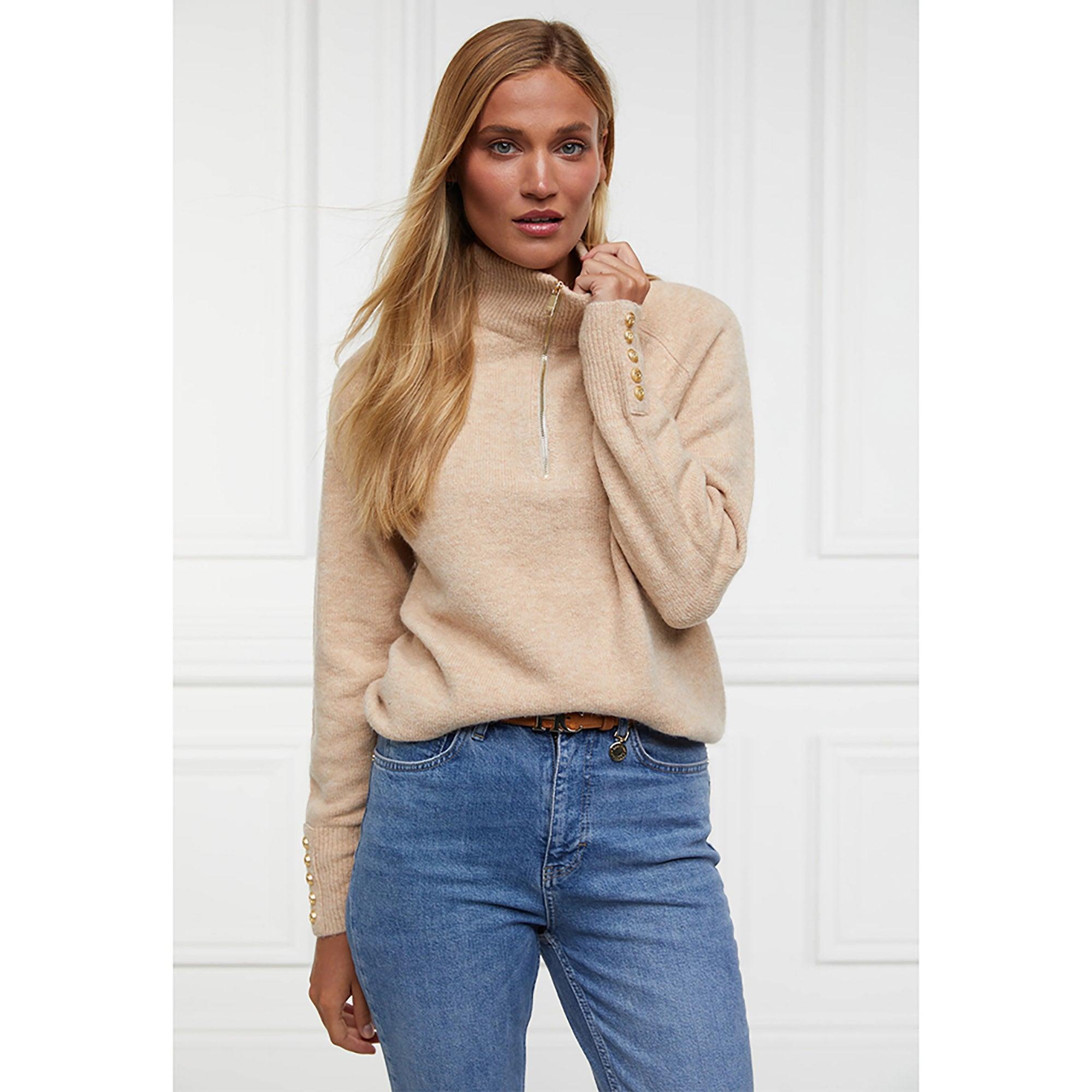 Product image 2 of 9 of Holland Cooper Women's Tori Quarter Zip Knit - Camel
