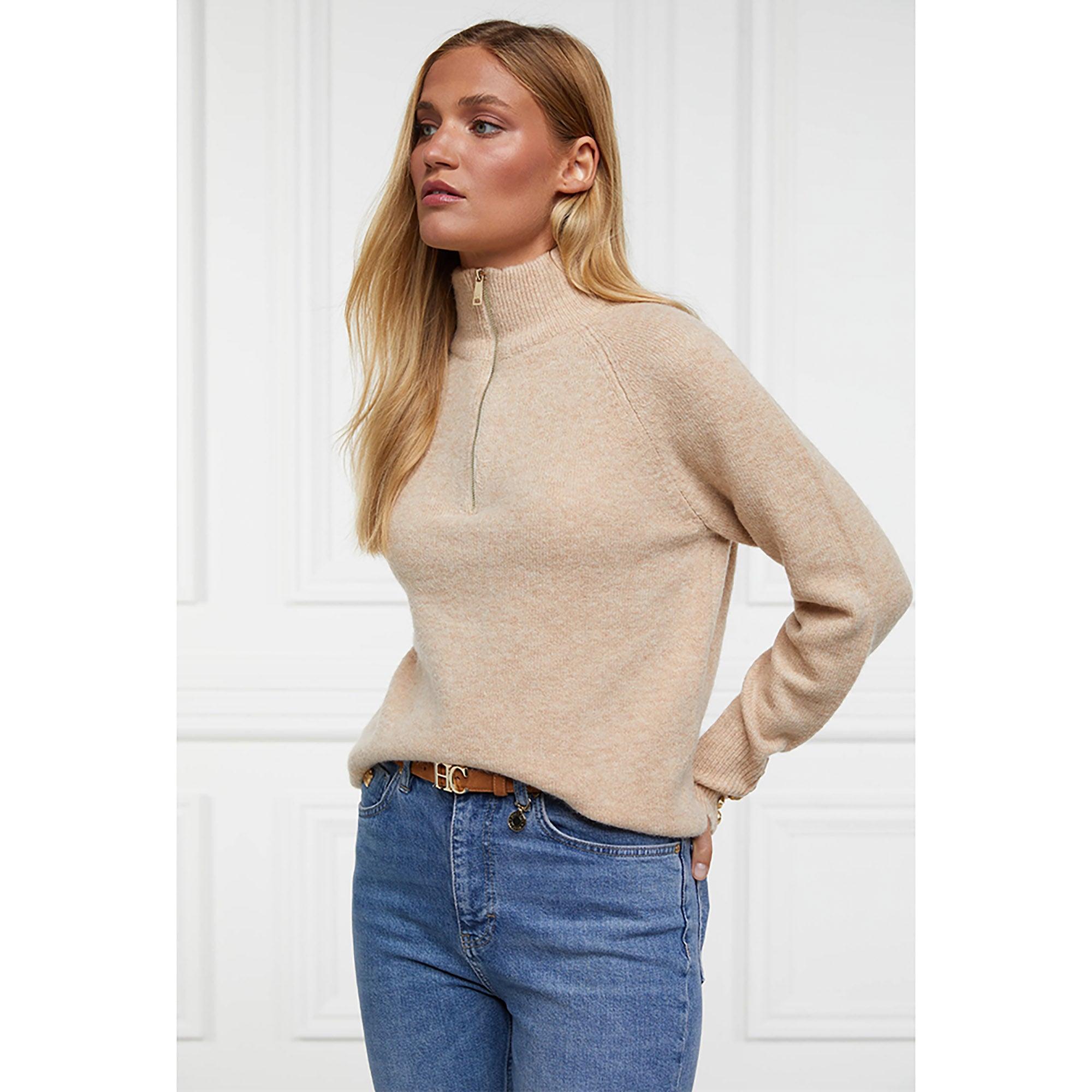 Product image 10 of 10 of Holland Cooper Women's Tori Quarter Zip Knit - Camel