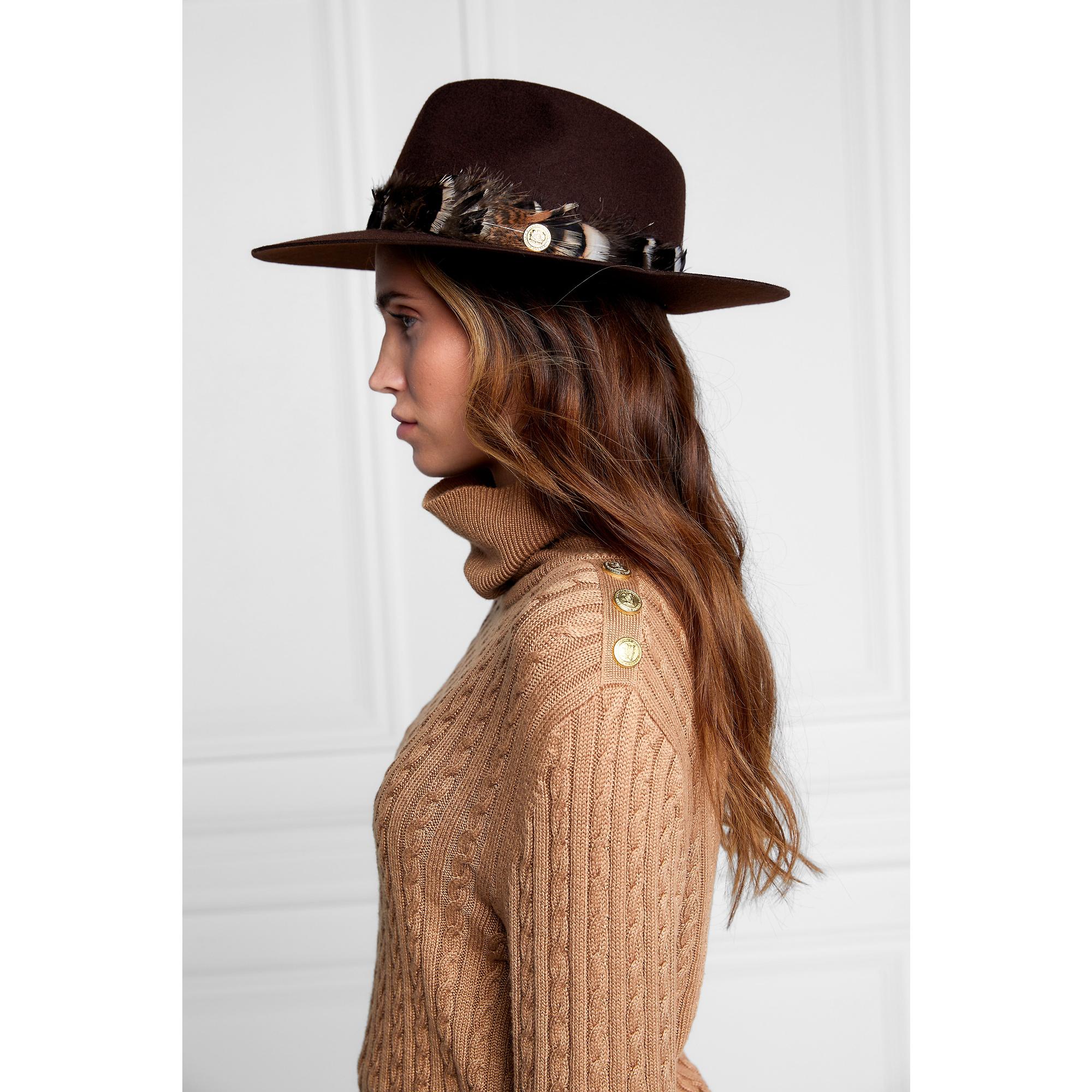 Product image 4 of 9 of Holland Cooper Trilby Hat Iridescent Feather Band - Chocolate