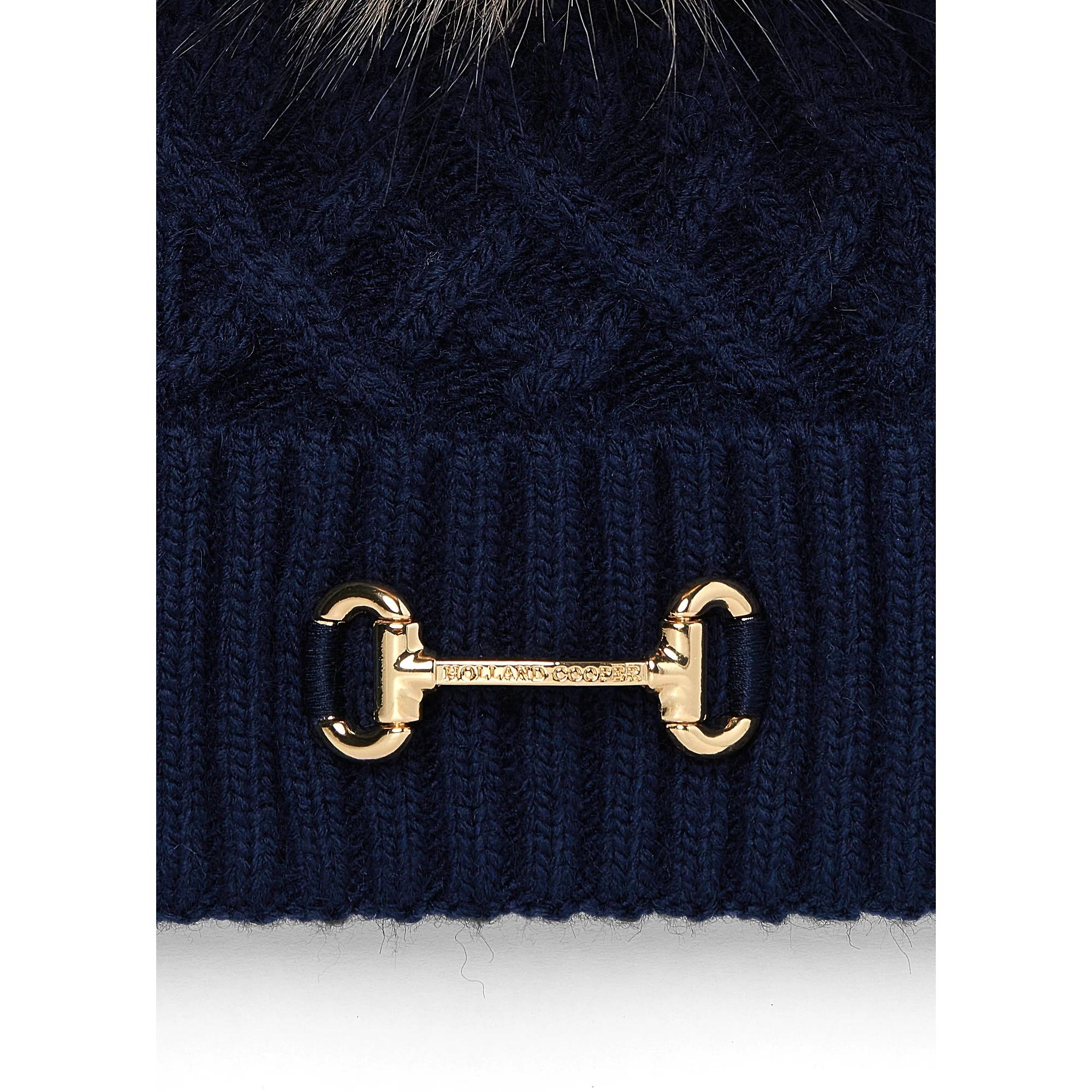 Product image 2 of 7 of Holland Cooper Horsebit Beanie Bobble Hat - Ink Navy