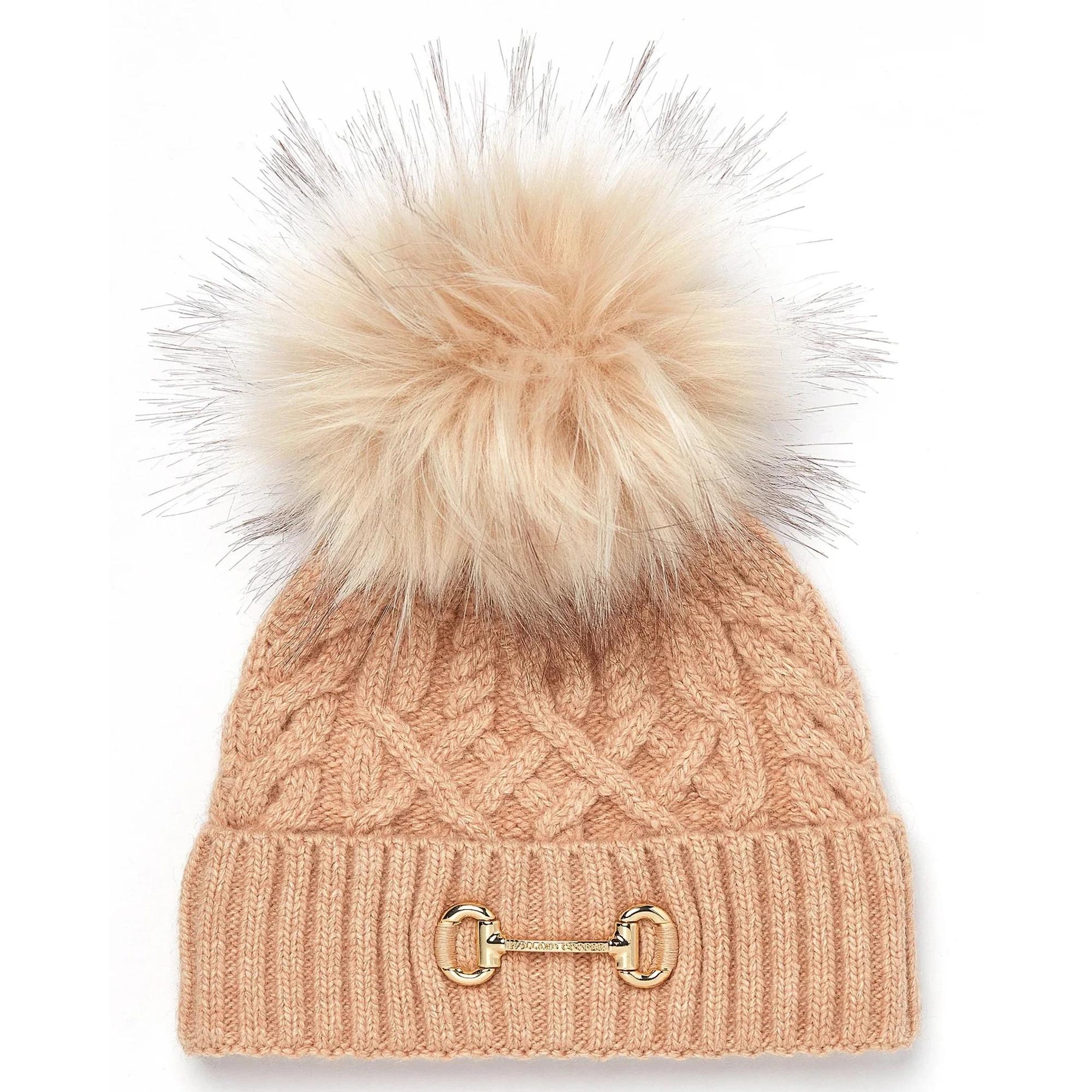 Product image 1 of 4 of Holland Cooper Horsebit Beanie Bobble Hat - Camel