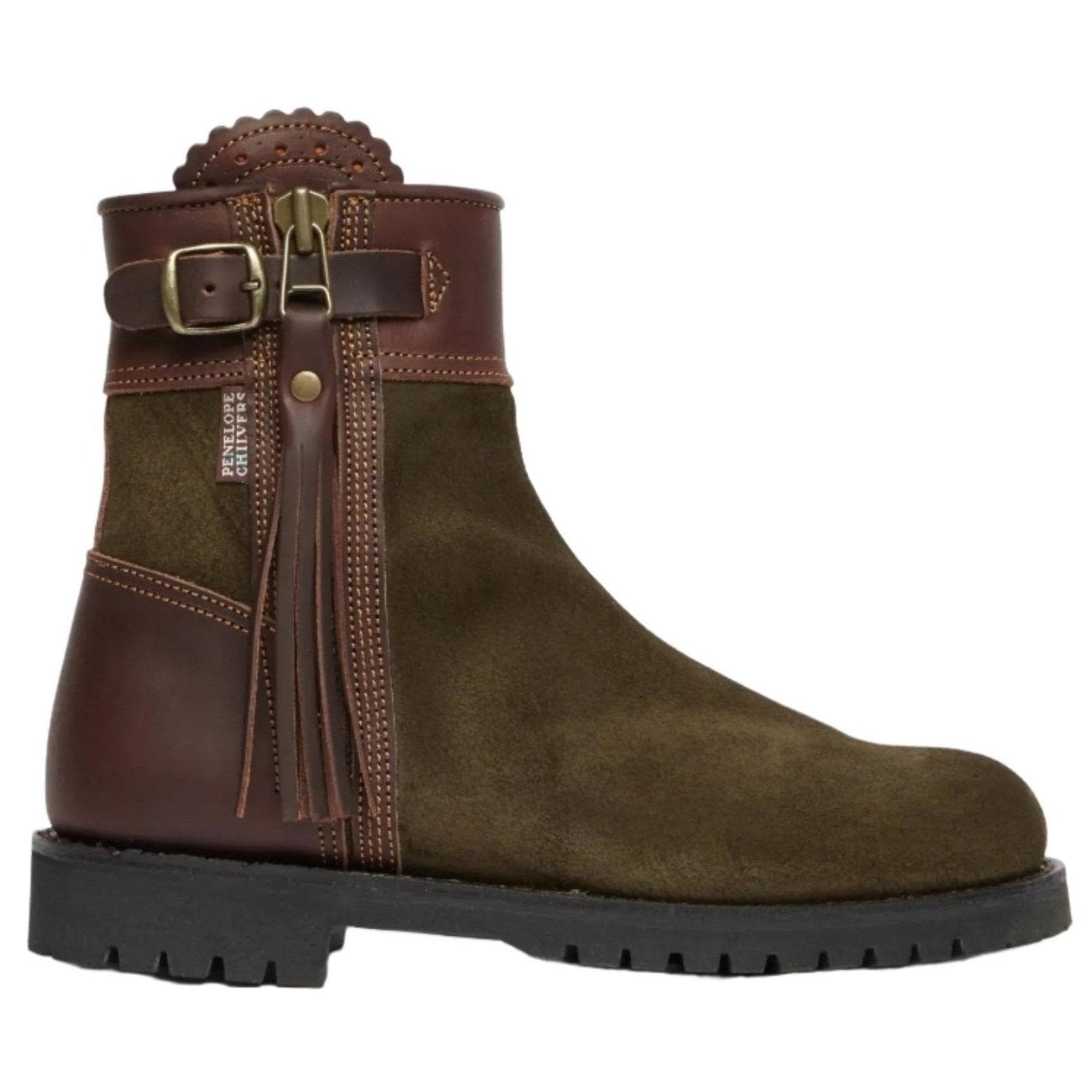 Product image 1 of 5 of Penelope Chilvers Women's Inclement Cropped Tassel Boots - Seaweed/Conker