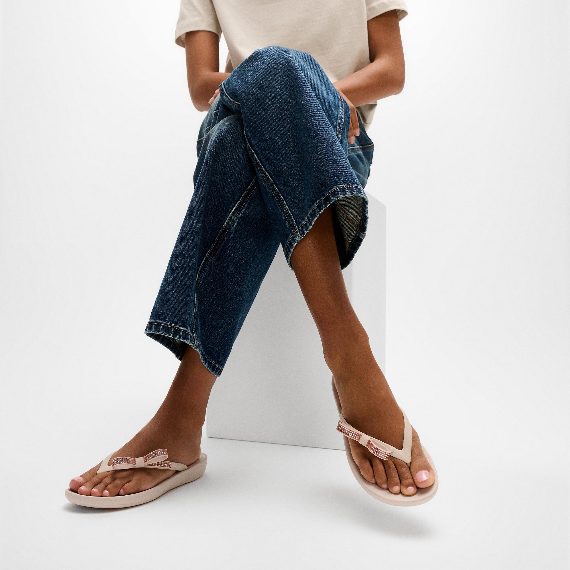 Product image 3 of 11 of FitFlop Women's iQUSHION Glitz-Bow Flip Flops - Nude Rose