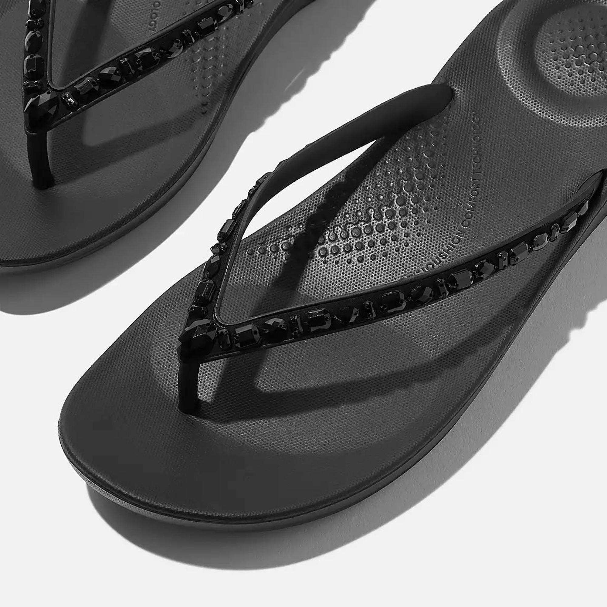 Product image 3 of 5 of FitFlop Women's IQUSHION Multi-Crystal Ergonomic Flip-Flops - All Black