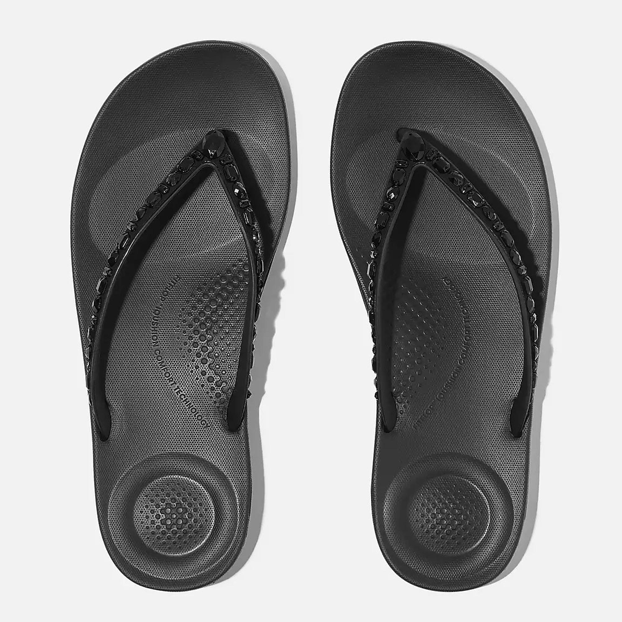 Product image 4 of 5 of FitFlop Women's IQUSHION Multi-Crystal Ergonomic Flip-Flops - All Black