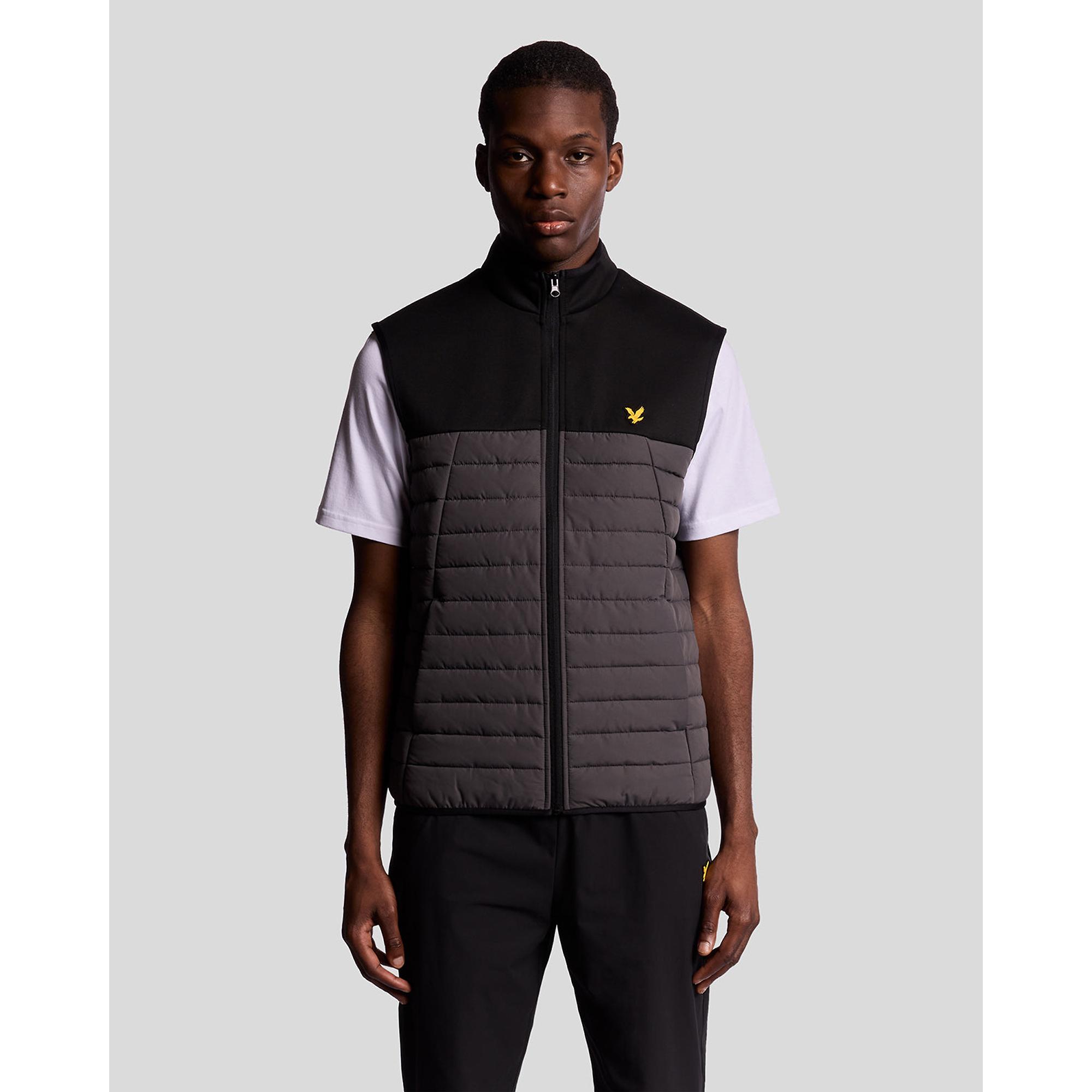 Product image 2 of 6 of Lyle & Scott Men's Sports Fleece Hybrid Gilet - Jet Black/ Granite