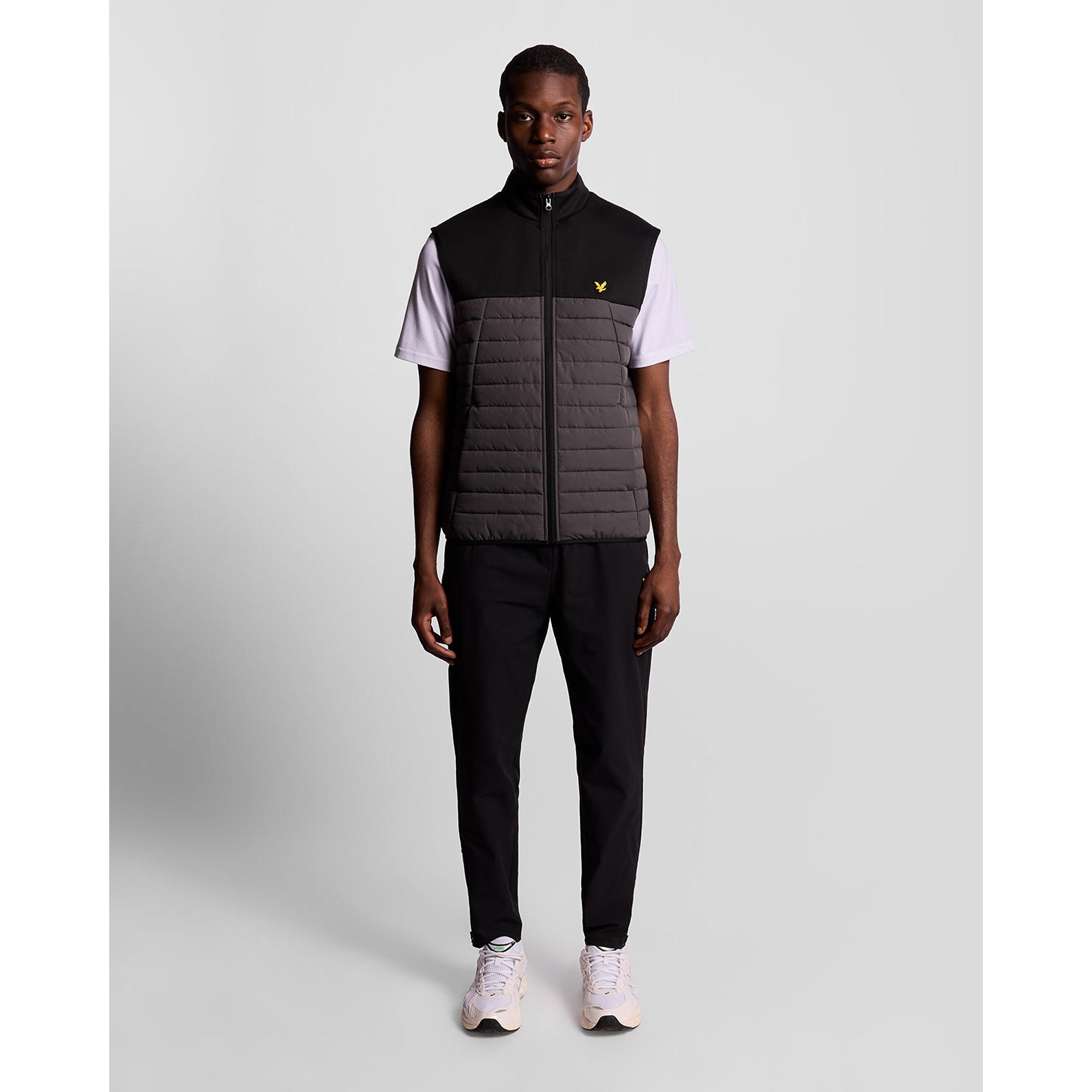 Product image 3 of 6 of Lyle & Scott Men's Sports Fleece Hybrid Gilet - Jet Black/ Granite