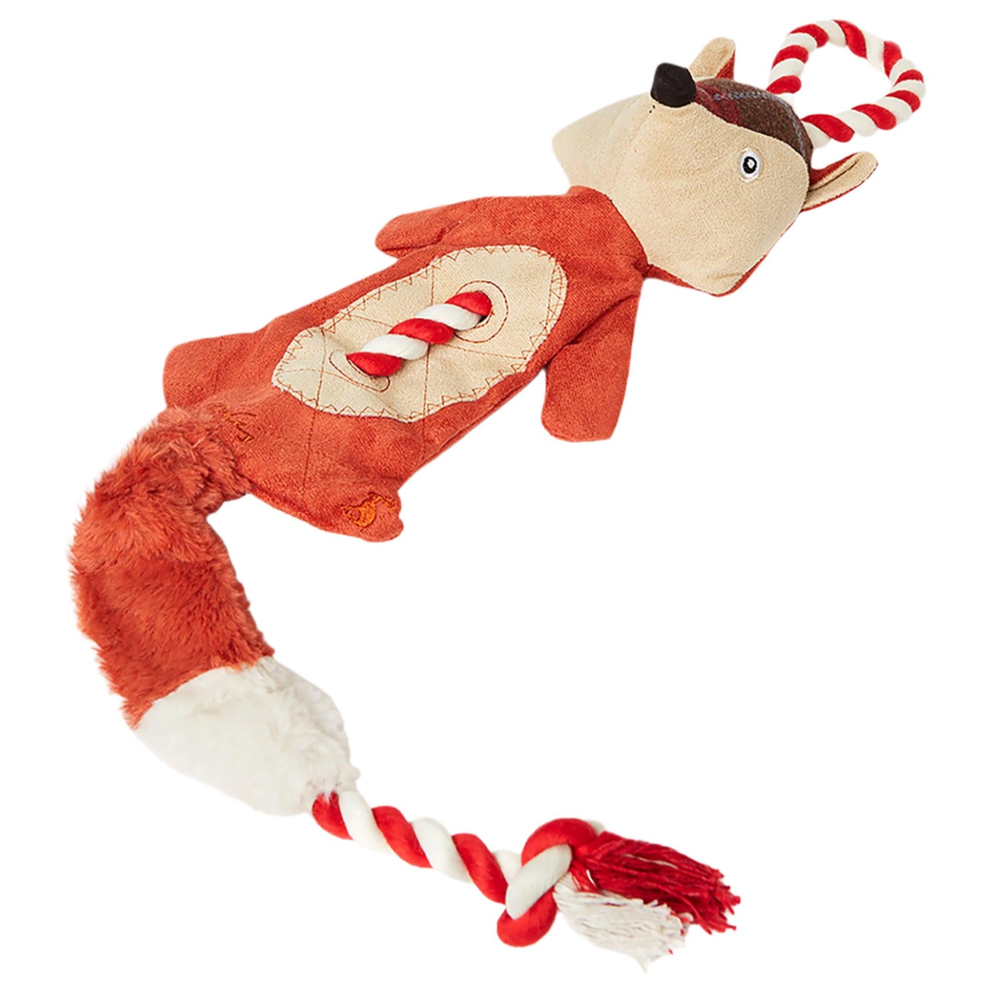 Product image 1 of 10 of Joules Heritage Tweed Fox Rope Dog Toy - Red