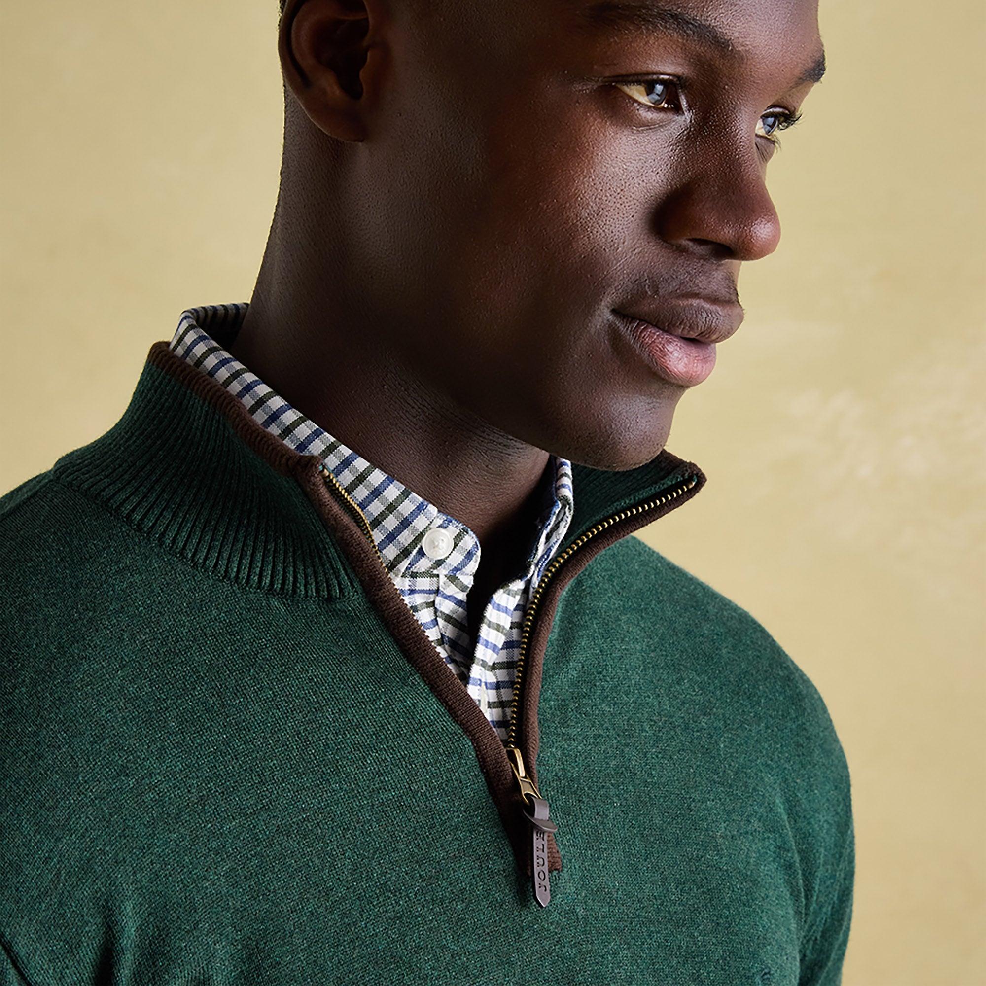 Product image 5 of 7 of Joules Men's Hillside Quarter Zip Knit Jumper - Dark Green