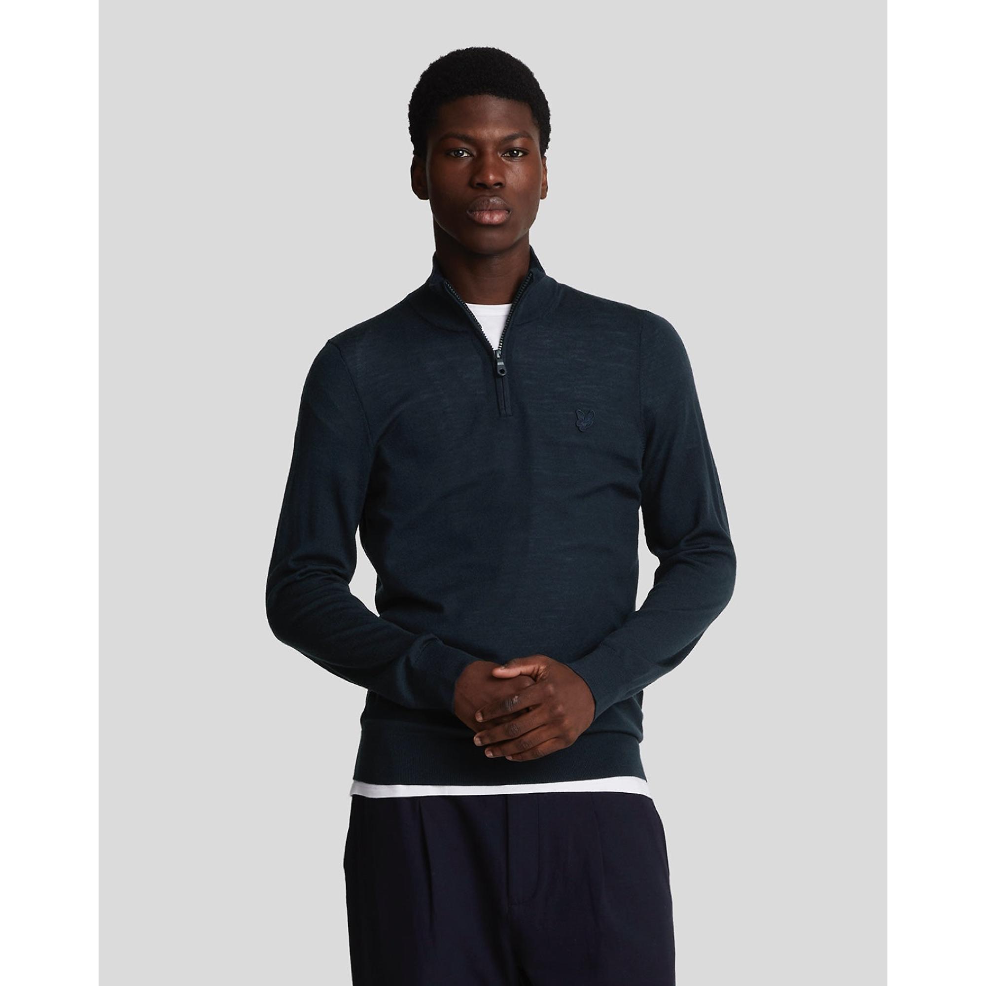 Product image 2 of 5 of Lyle & Scott Men's Merino Wool 1/4 Zip Jumper - Dark Navy