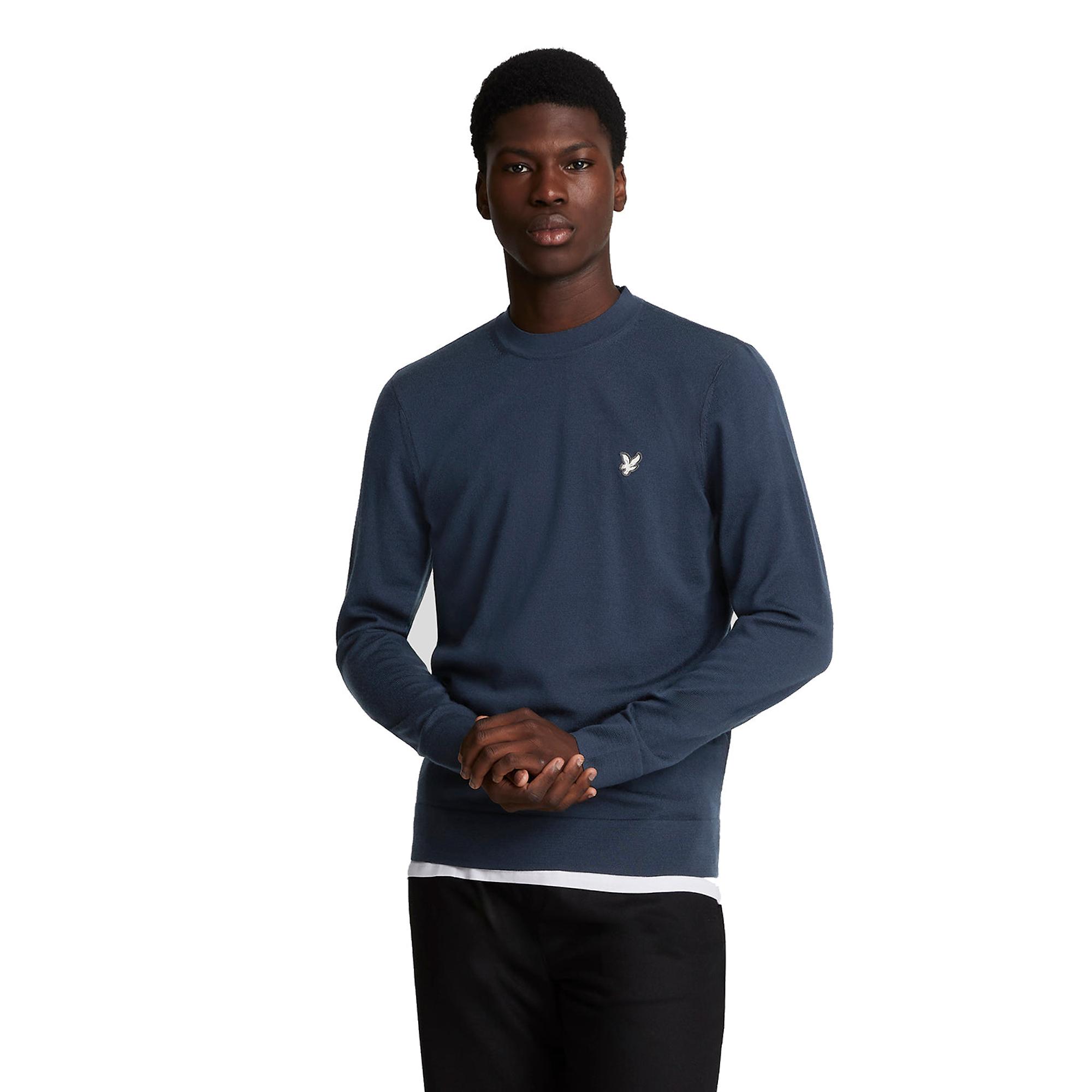 Product image 1 of 5 of Lyle & Scott Men's Premium Merino Crew Neck Jumper - Midnight Navy