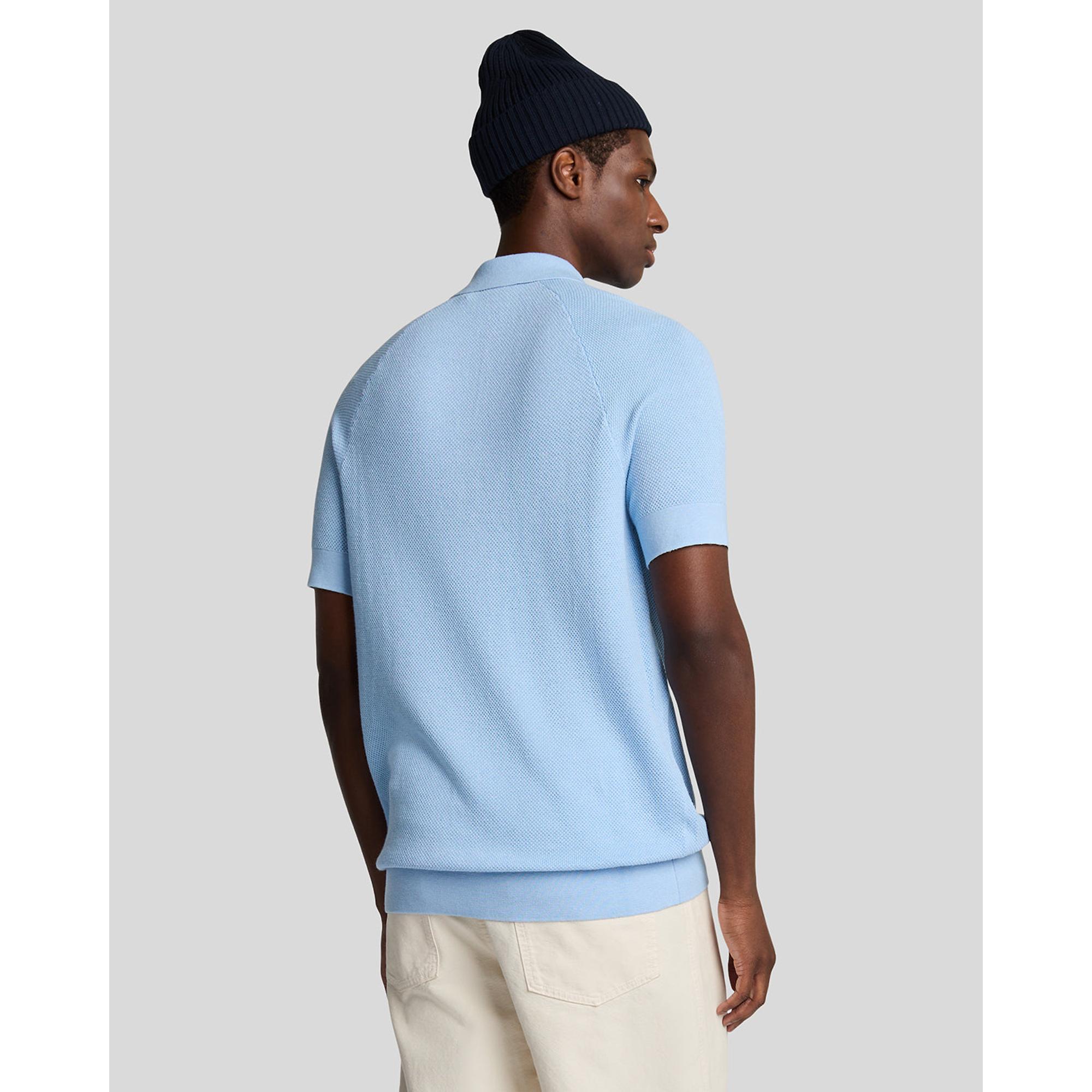 Product image 4 of 5 of Lyle & Scott Men's Linen Blend Knitted Polo Shirt - Light Blue