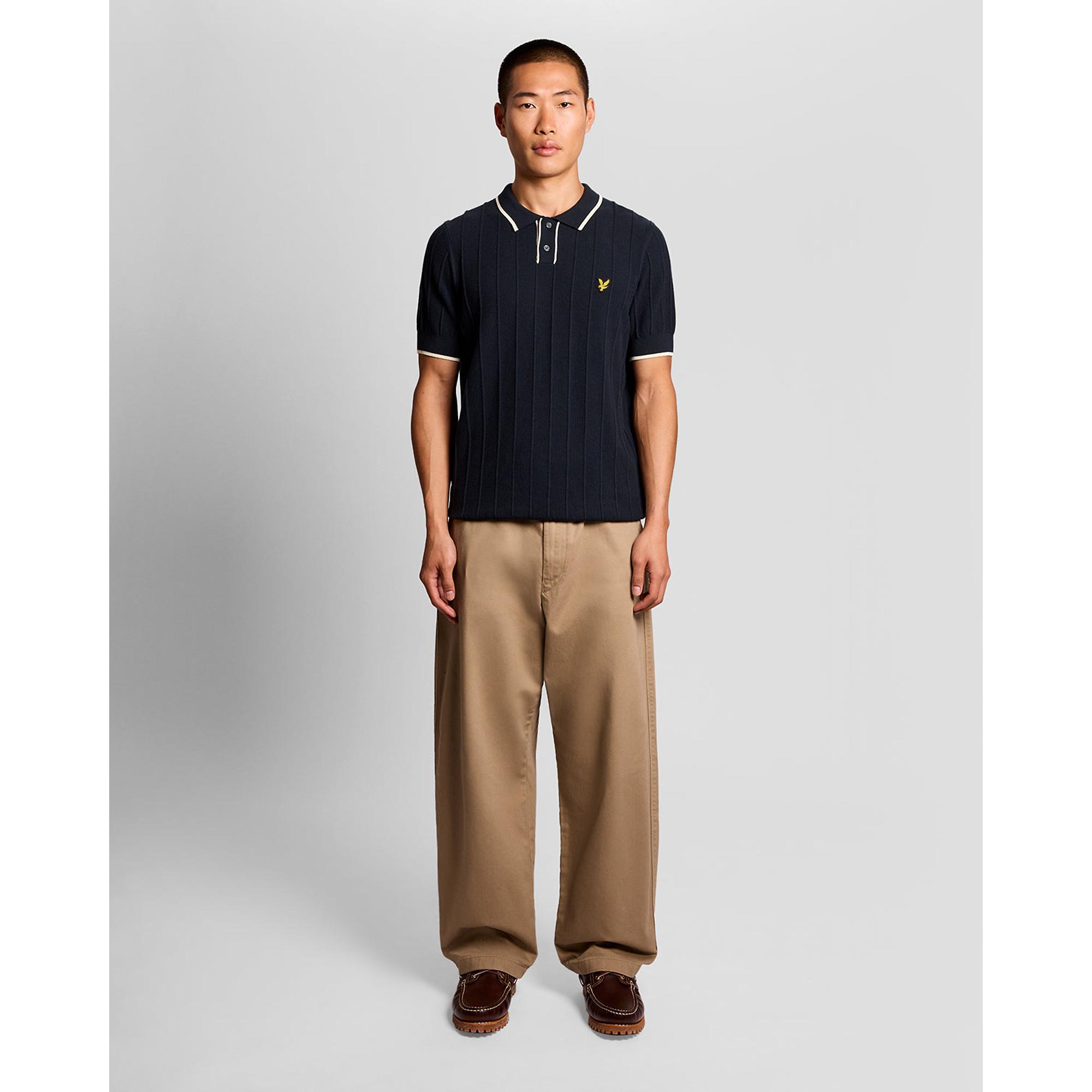 Product image 3 of 6 of Lyle & Scott Men's Tipped Pique Knitted Polo Shirt - Dark Navy