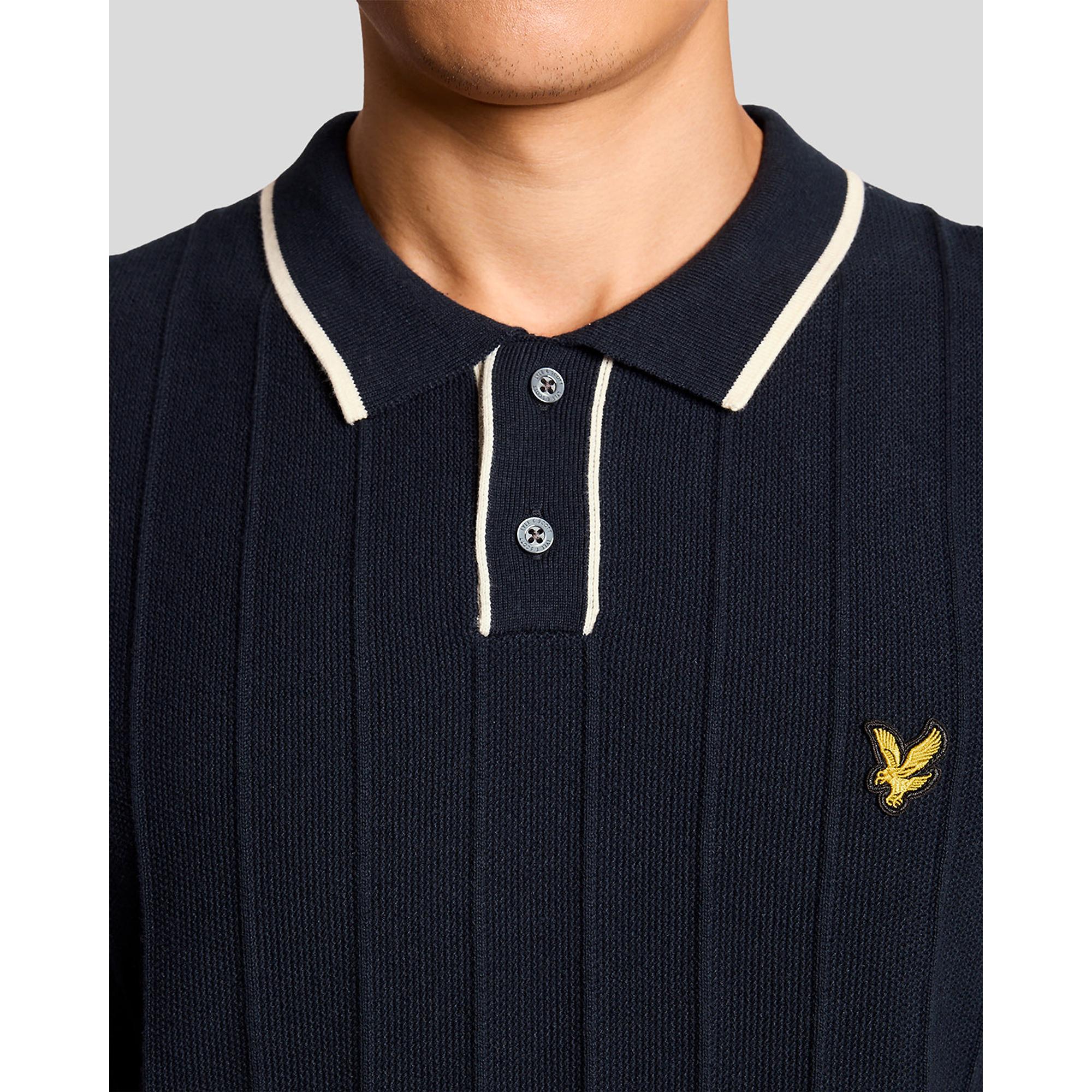 Product image 4 of 6 of Lyle & Scott Men's Tipped Pique Knitted Polo Shirt - Dark Navy
