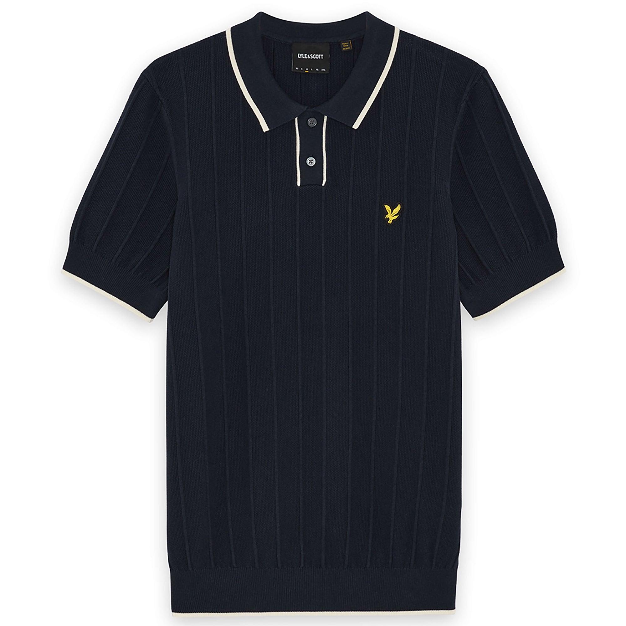 Product image 1 of 6 of Lyle & Scott Men's Tipped Pique Knitted Polo Shirt - Dark Navy