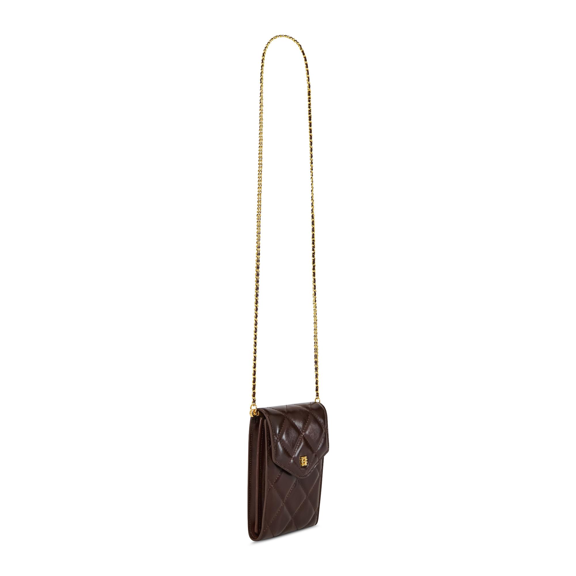 Product image 4 of 8 of Holland Cooper Women's Knightsbridge Quilted Phone Pouch - Rich Chocolate Leather