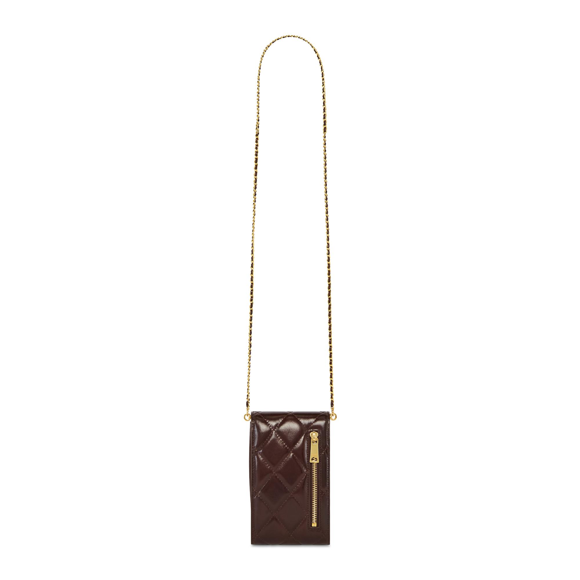 Product image 5 of 8 of Holland Cooper Women's Knightsbridge Quilted Phone Pouch - Rich Chocolate Leather