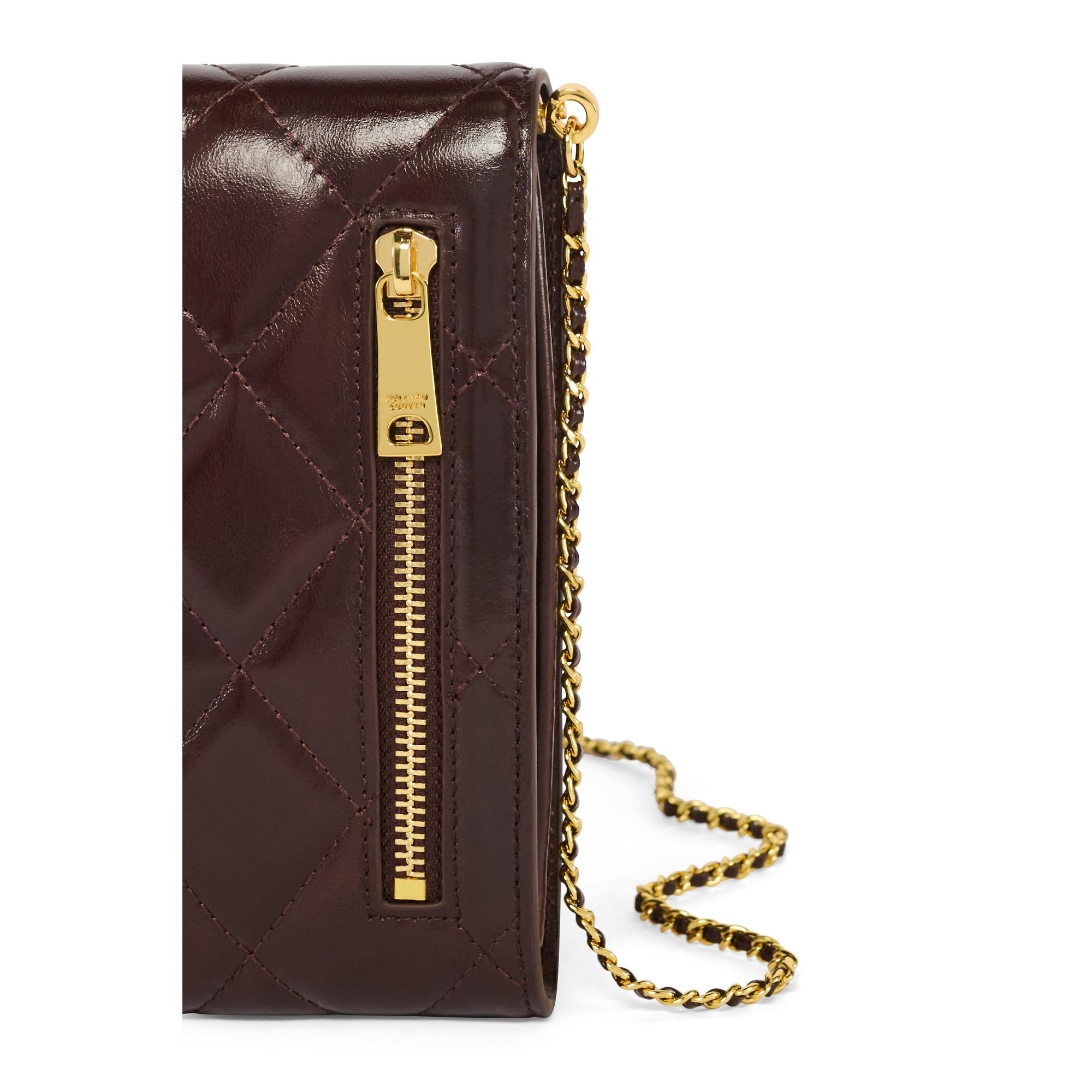 Product image 6 of 8 of Holland Cooper Women's Knightsbridge Quilted Phone Pouch - Rich Chocolate Leather